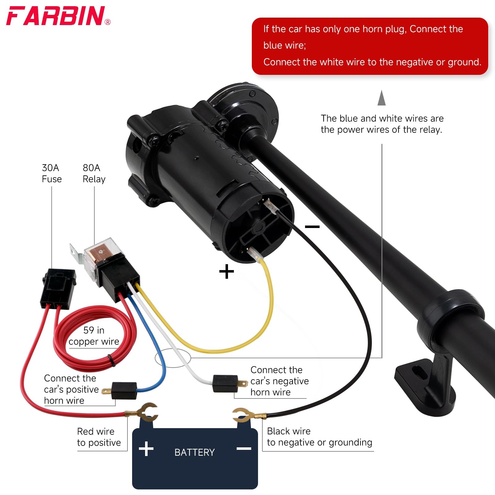 Loud Air Horn 12V Train Horn for Truck Air Compressors 150dB Black Car Boat