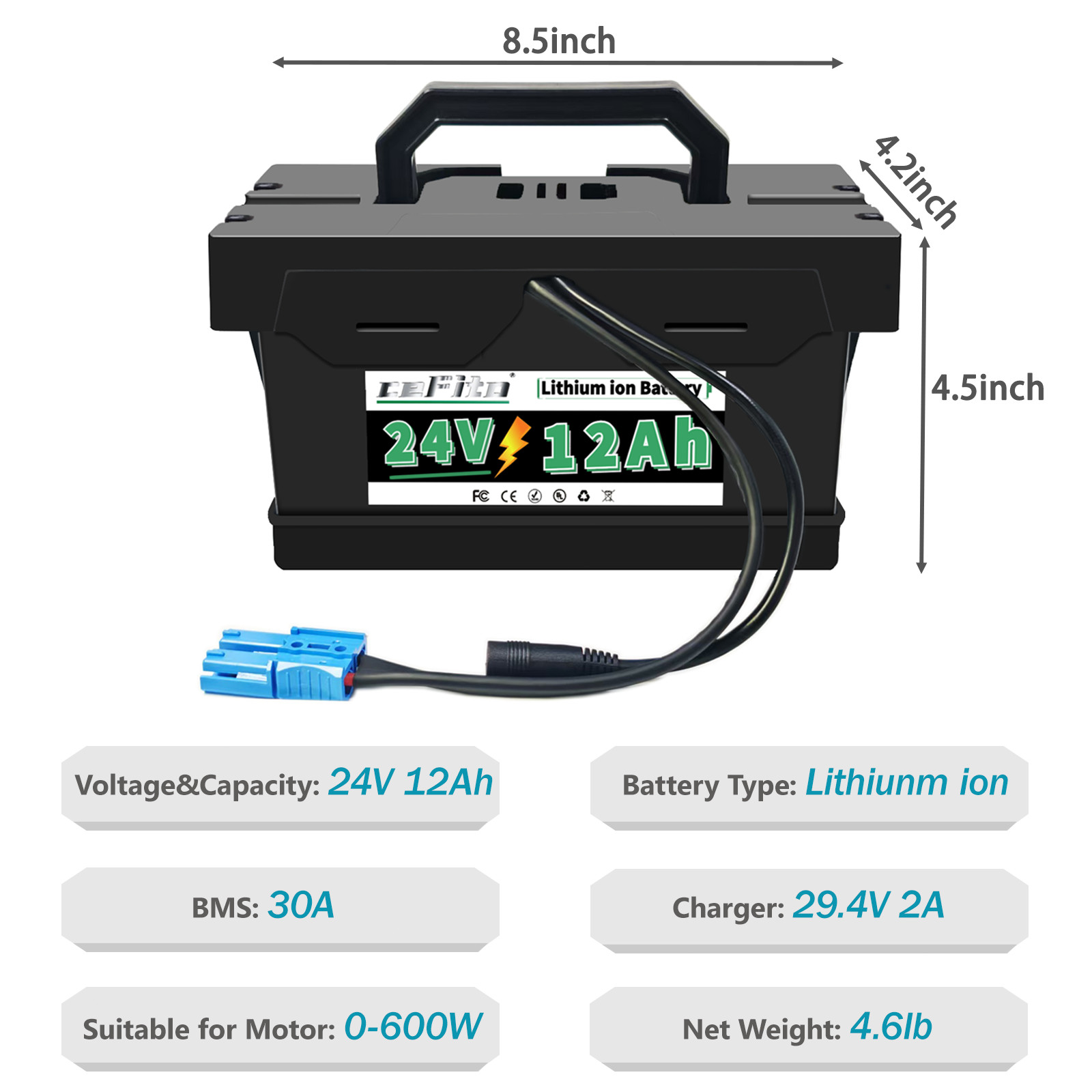 24V 12Ah Lithium Battery for Power Wheels 24V Battery for Kids Ride-On Cars Toys