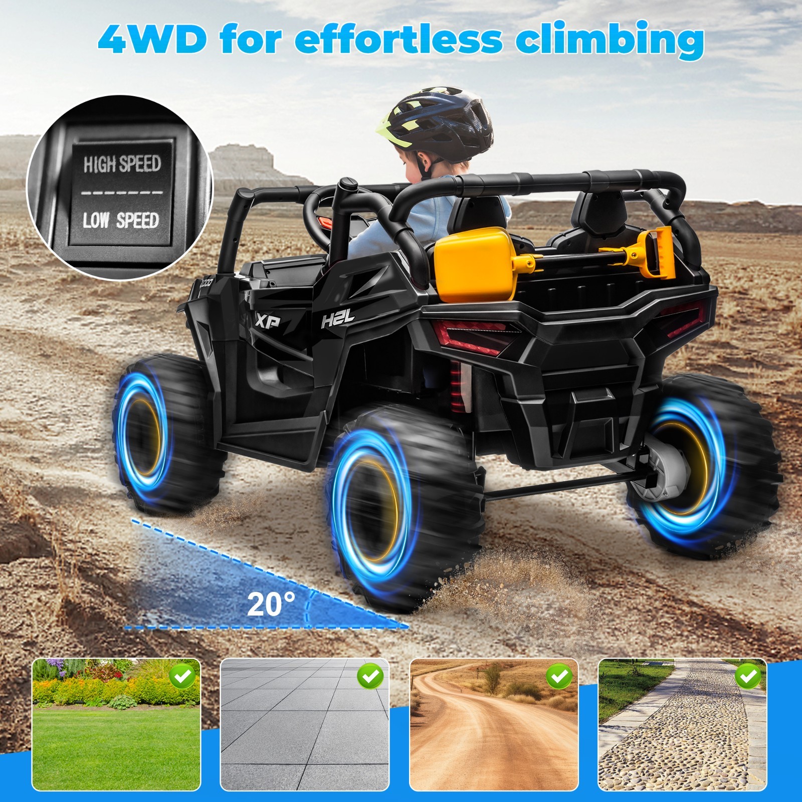 Yexmas 24V Kids Ride on Car Truck,2 Seater Kids Electric Car with Remote Control