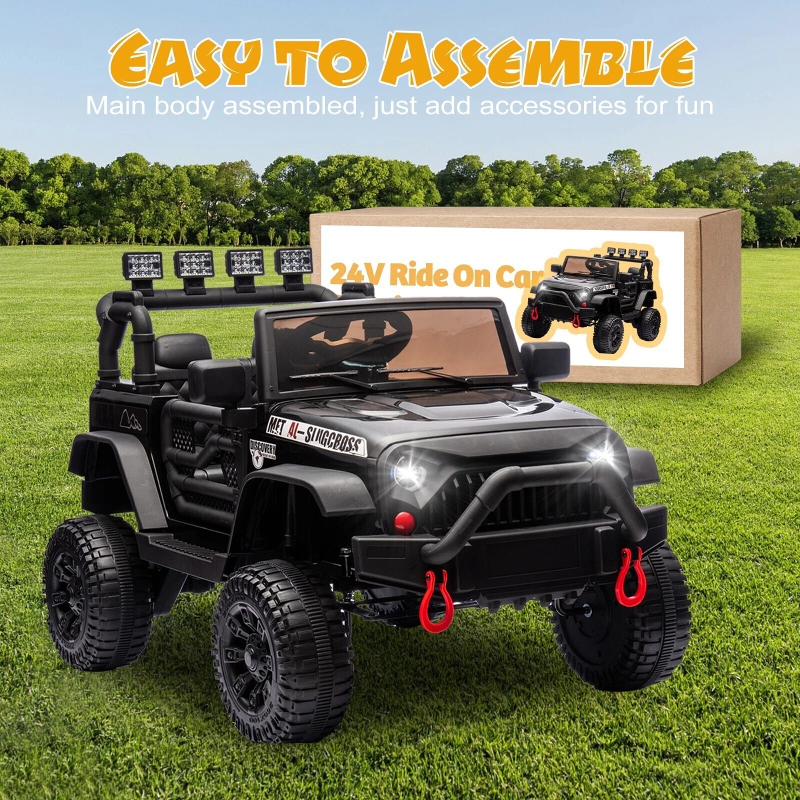 24V Kids Electric Jeep Ride on Car Toy 400W Power Wheels W/ Remote Control Music