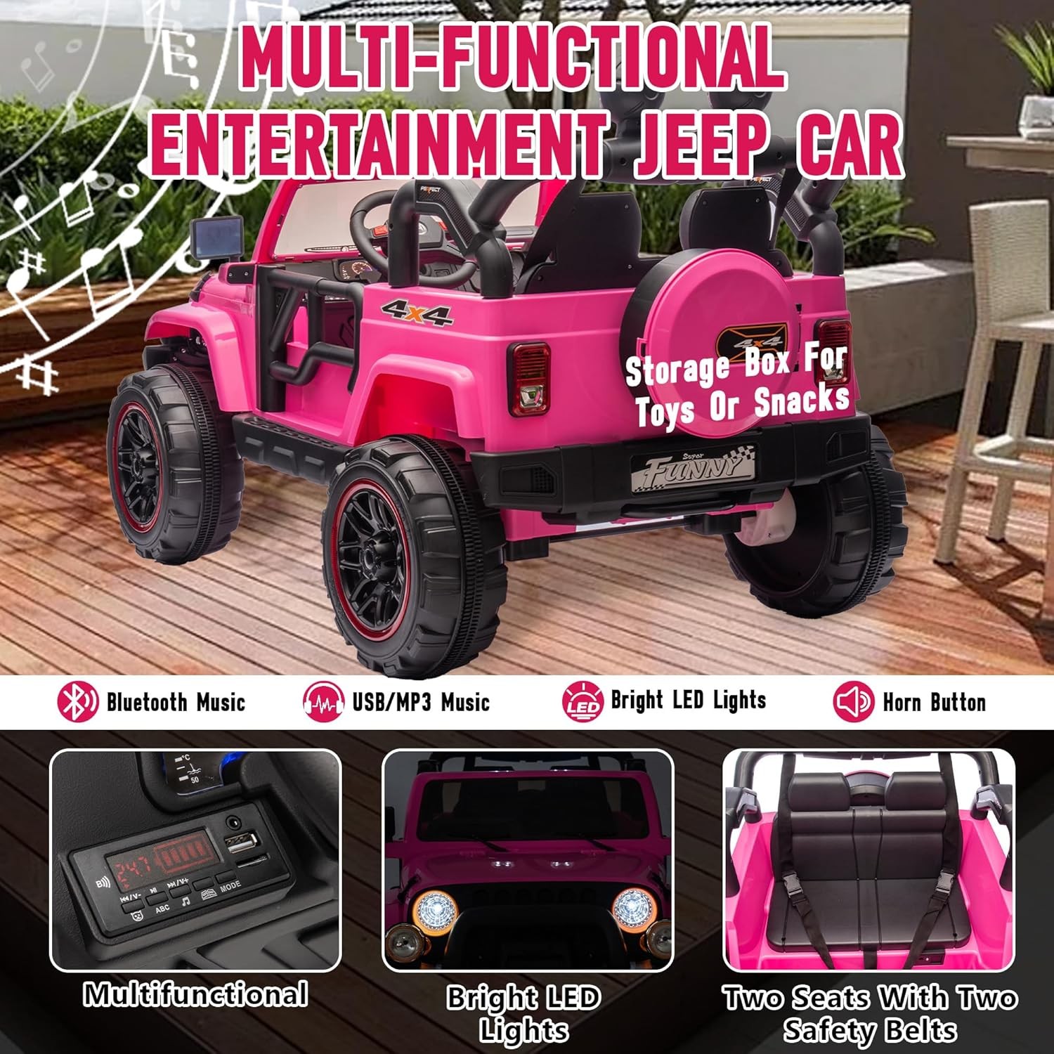 24V 2 Seaters Kids Ride on Truck Electric Car Toys with Remote 20in Width Seat