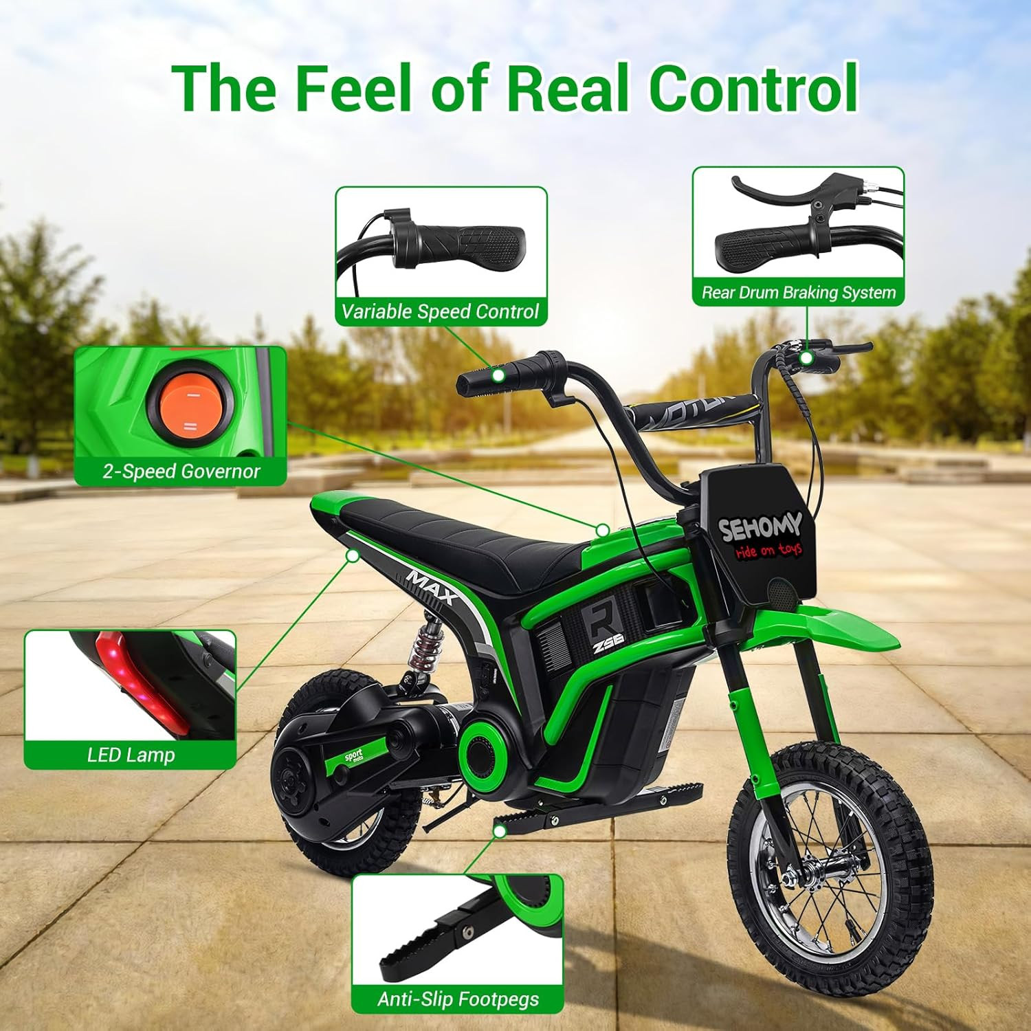 24V Electric Dirt Bike Off-Road Motorcycle For Kids 350W Motor Pneumatic Tire​