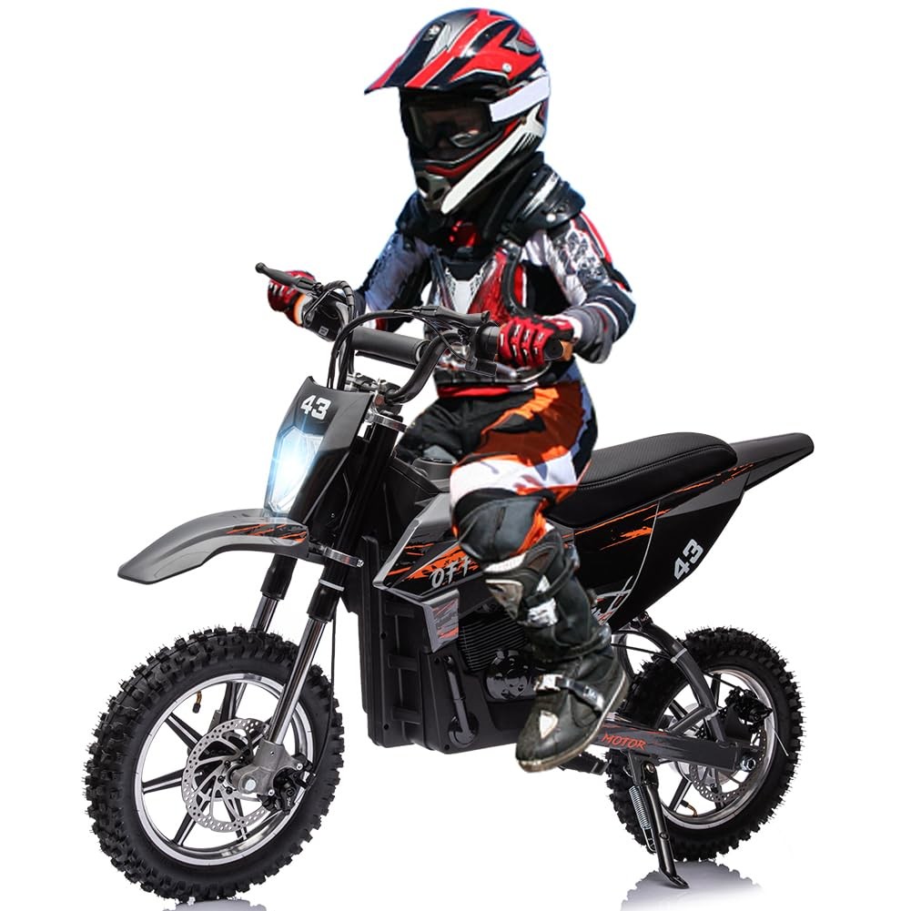 36V Ride on Dirt Bike Electric Battery-Powered Motorcycle, 350W Brushless Motor,