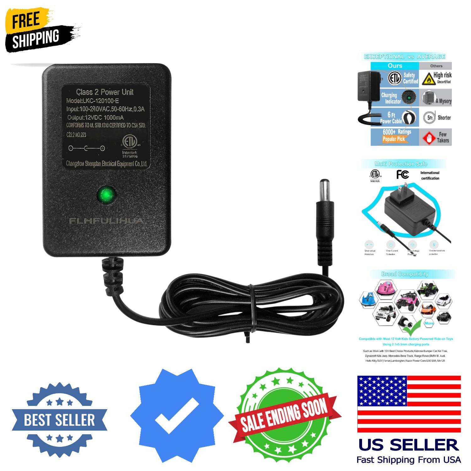 12 Volt Battery Charger for Kids Ride on Toys – Universal Charger for Best Ch…