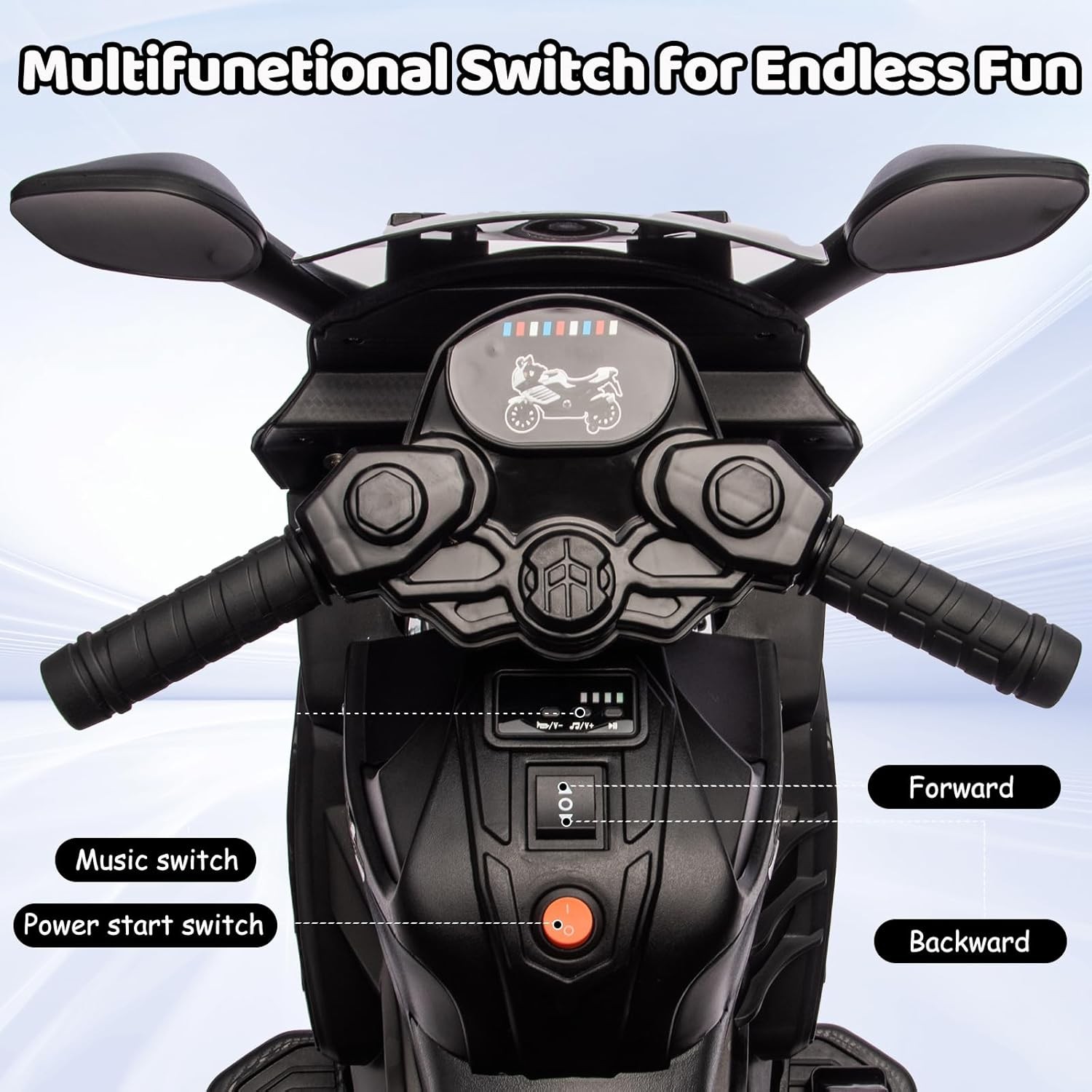 Kids 6V Ride On Motorcycle Battery Powered Ride On Toys w/Treaded Tires Music