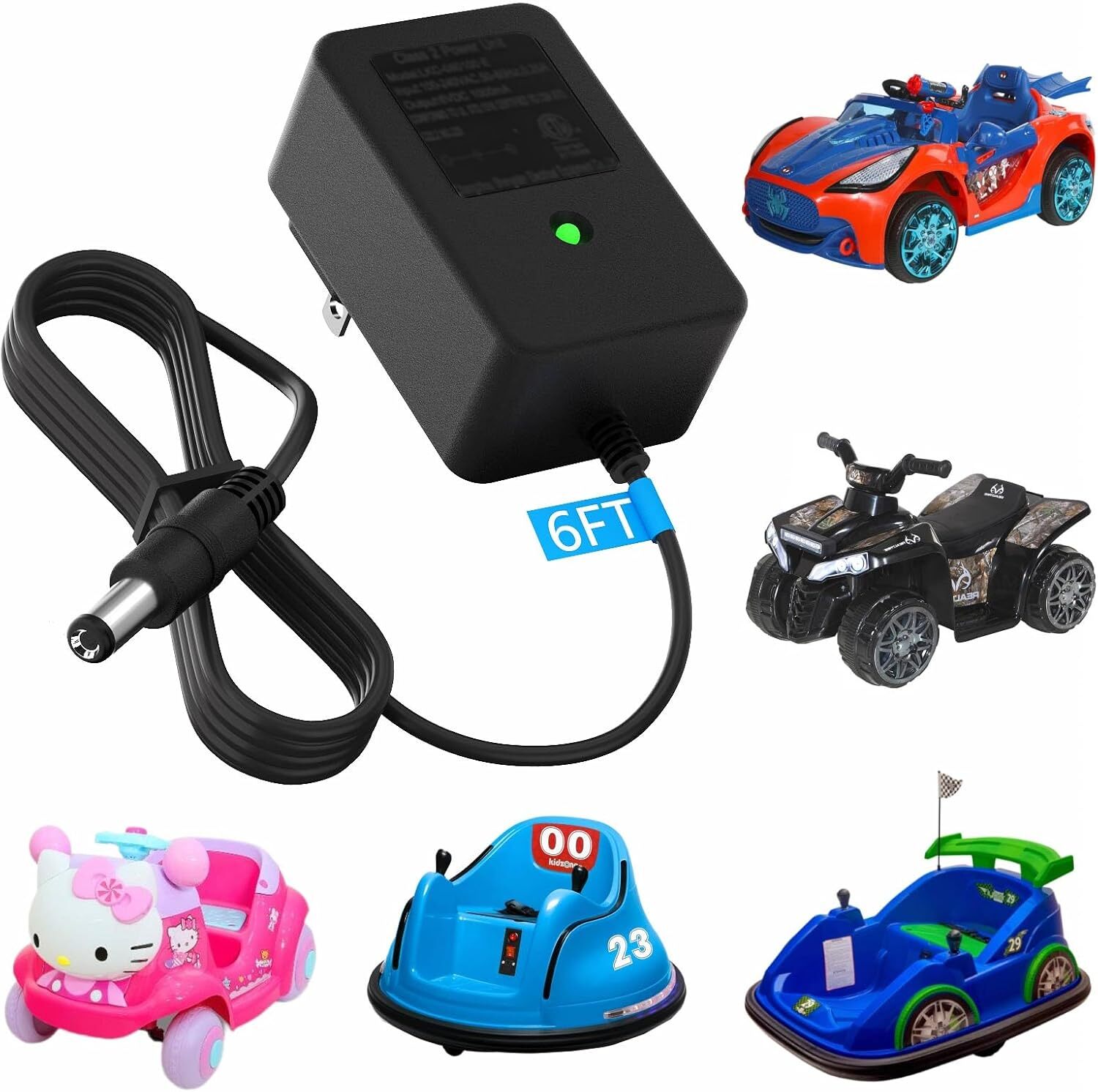 Charger for Kidzone Bumper Car, Flybar, Hello Kitty, Best Choice Products, Ki…