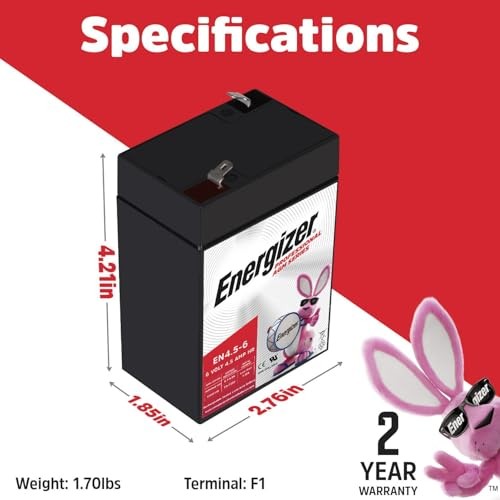 EN4.5-6, 6 Volt 4.5 Amp Hr, Long Lasting Sealed Lead Acid AGM 1 Pack