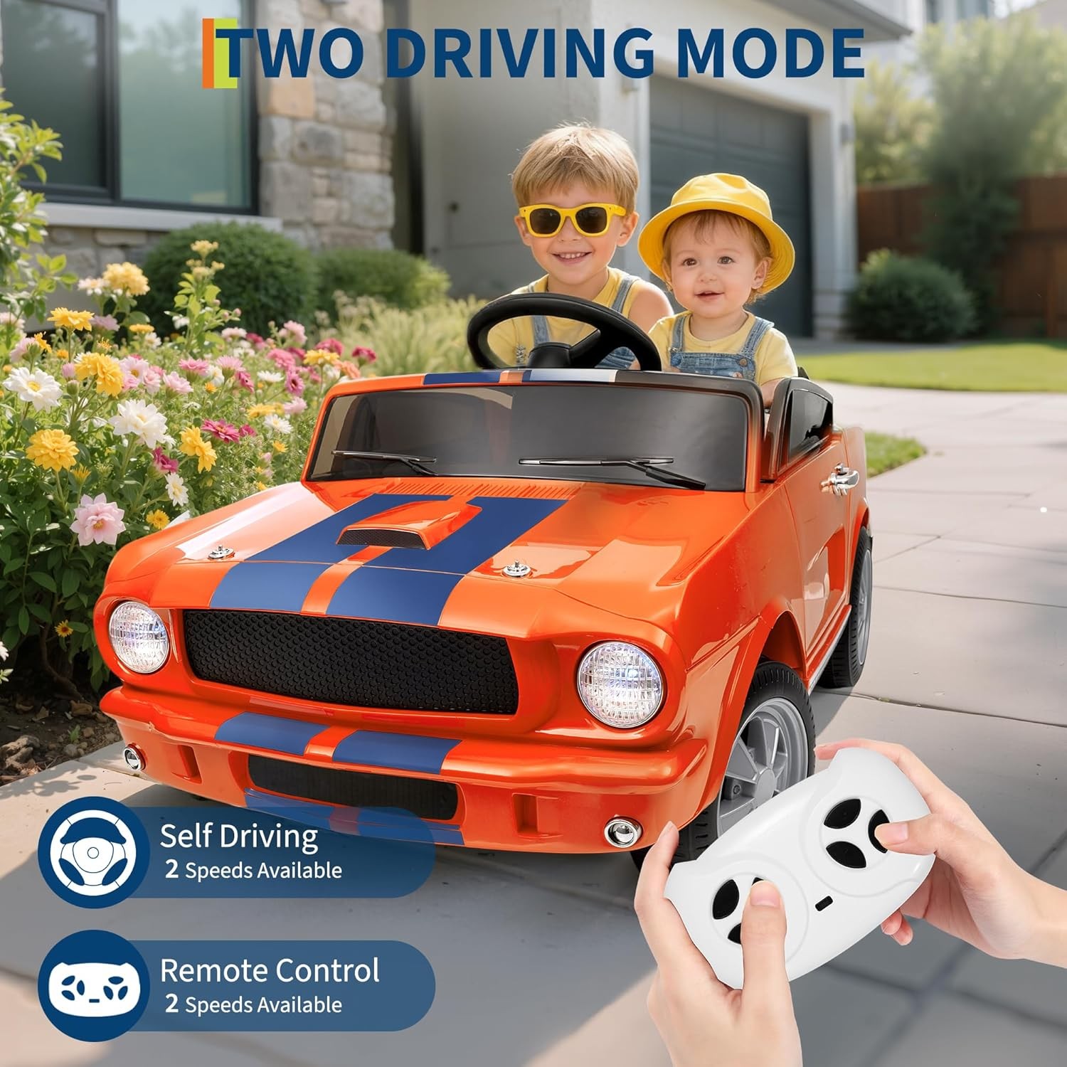 Kids Electric 24/12V Wheeler Car Ride on Toy Licensed Shelby GT350 w/ Remote Toy