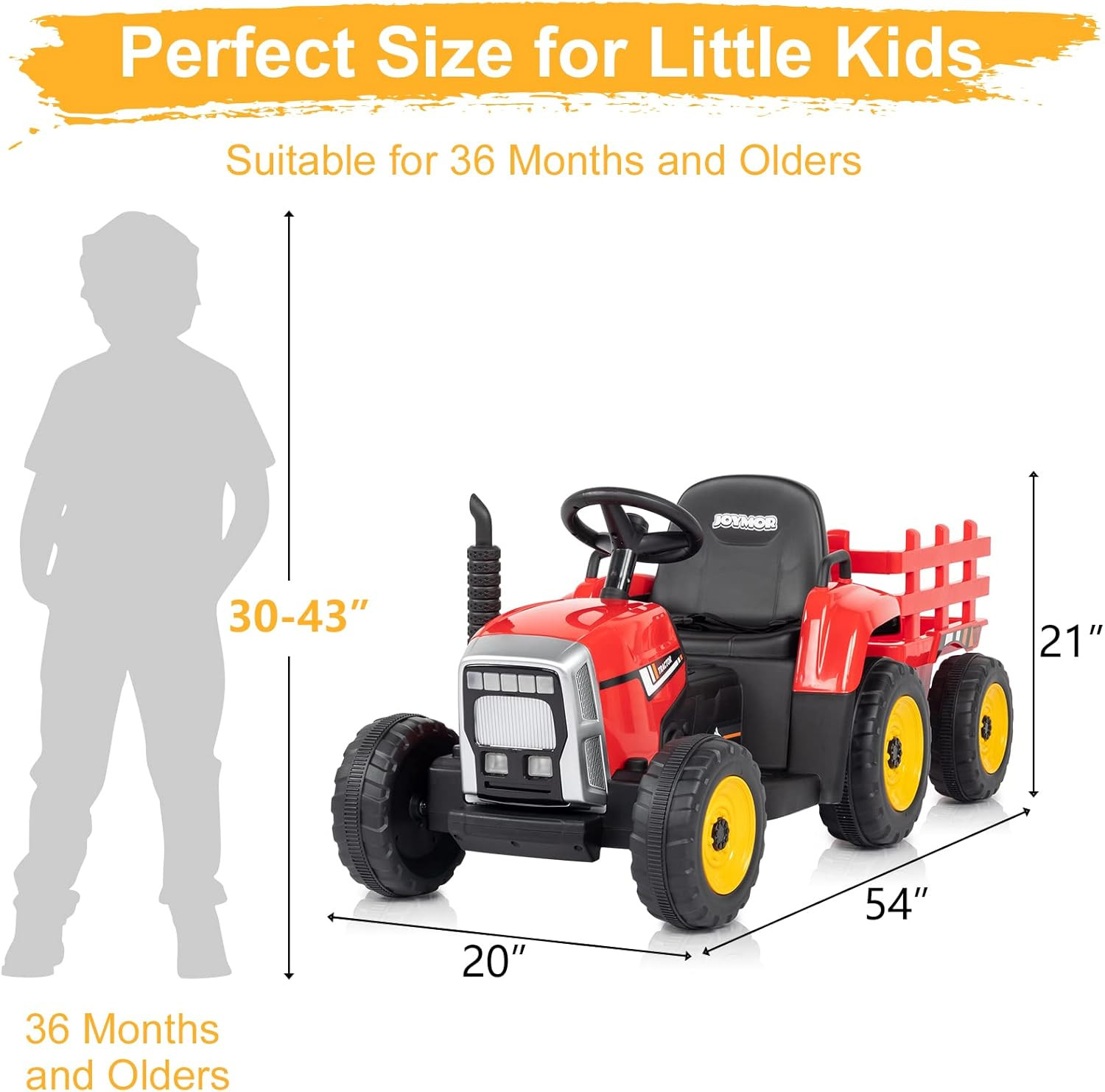 Ride on Tractor with Remote Control, 25W Motors Electric Tractor with Trailer fo