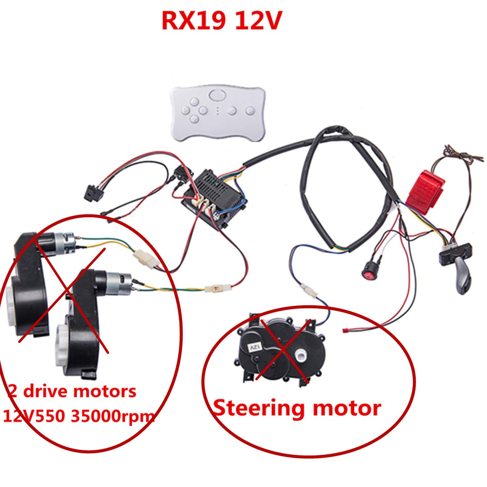 Wiring Harness 12V Remote Control Circuit Board Switch for Kids Electric Cars