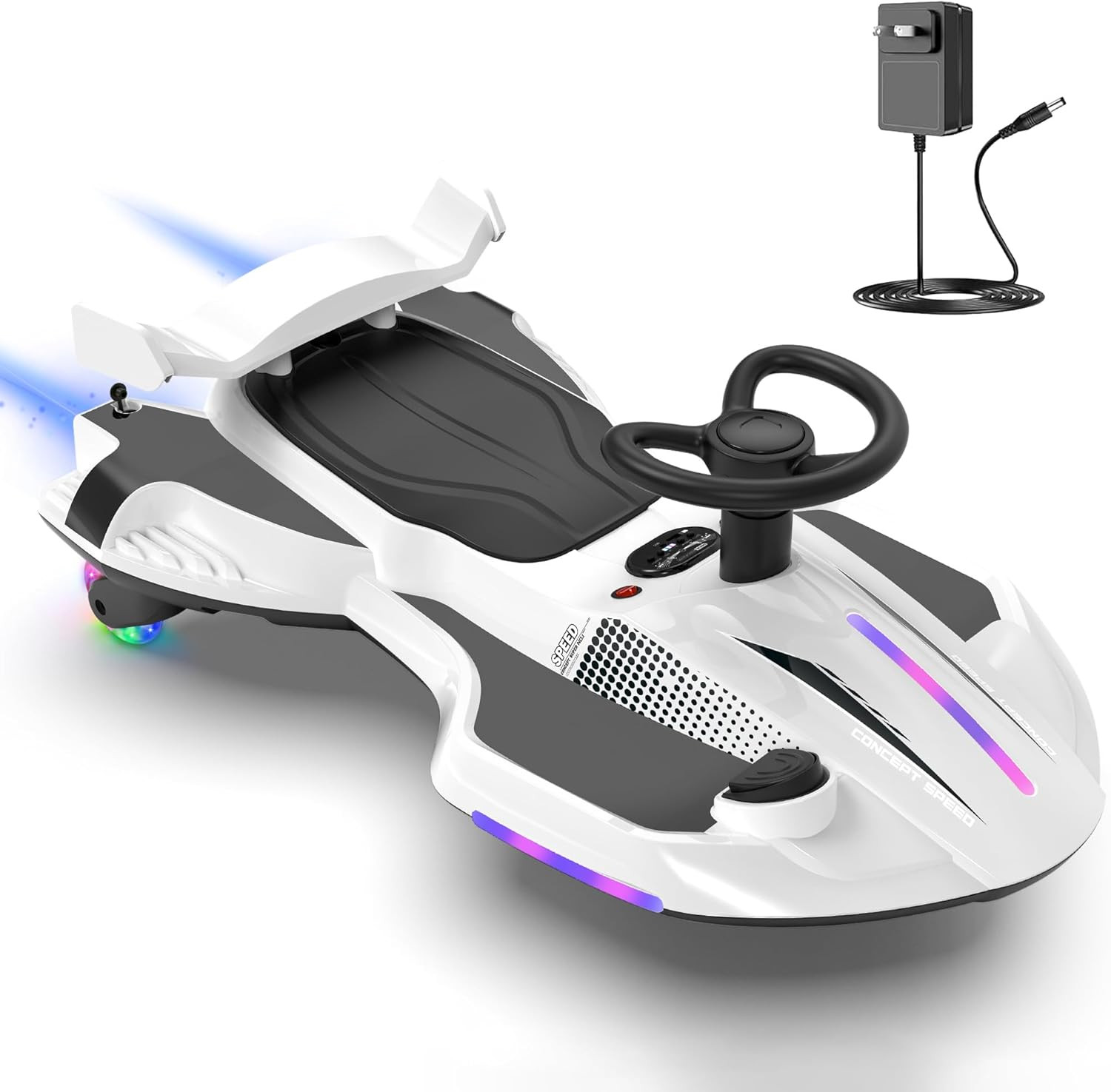 12V Electric Wiggle Car with Pedal for Kids, Rechargeable 2 in 1 Swing Toy, Devi