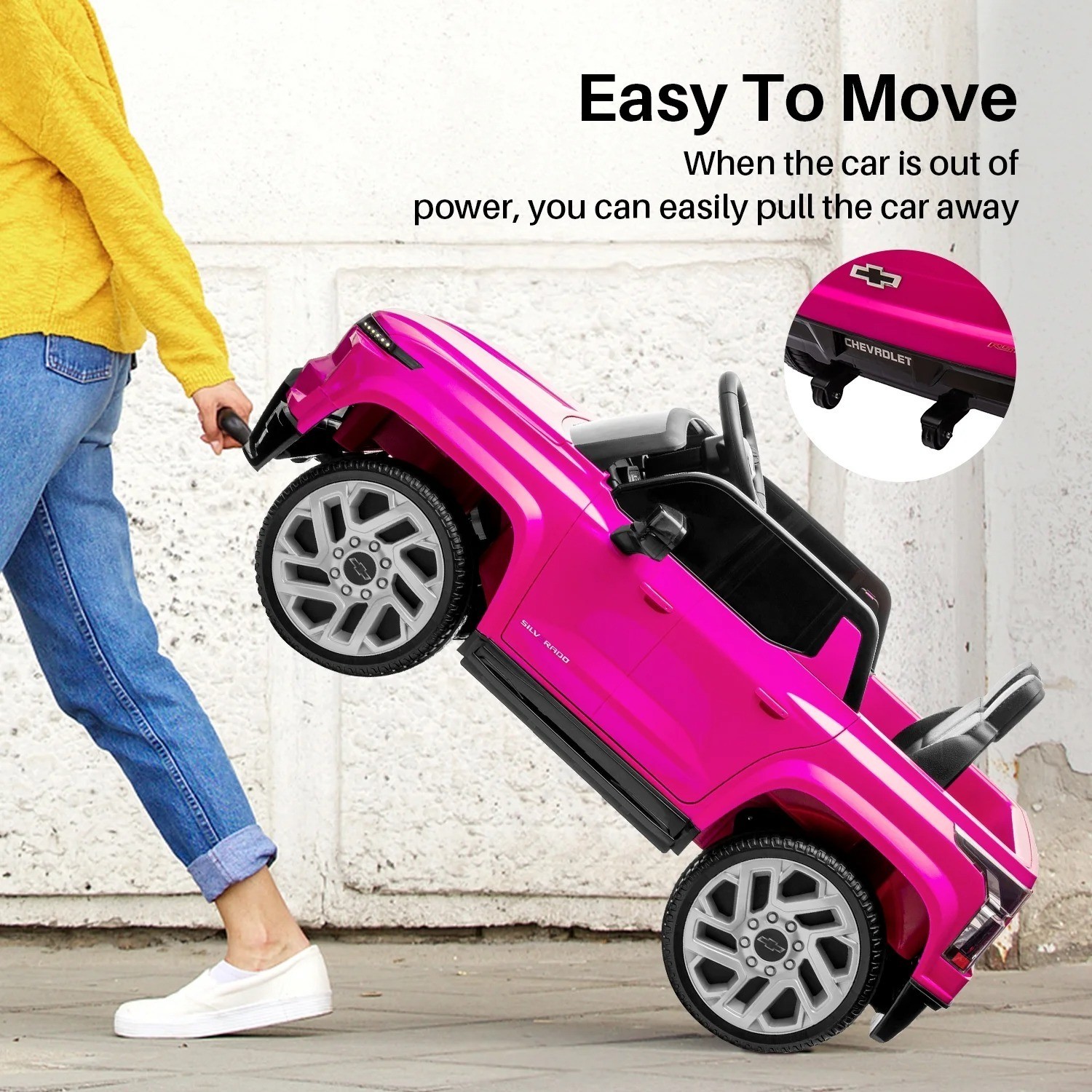 Licensed Silverado Ride on Truck 24V Electric Car 2 Seater with Remote for Kids