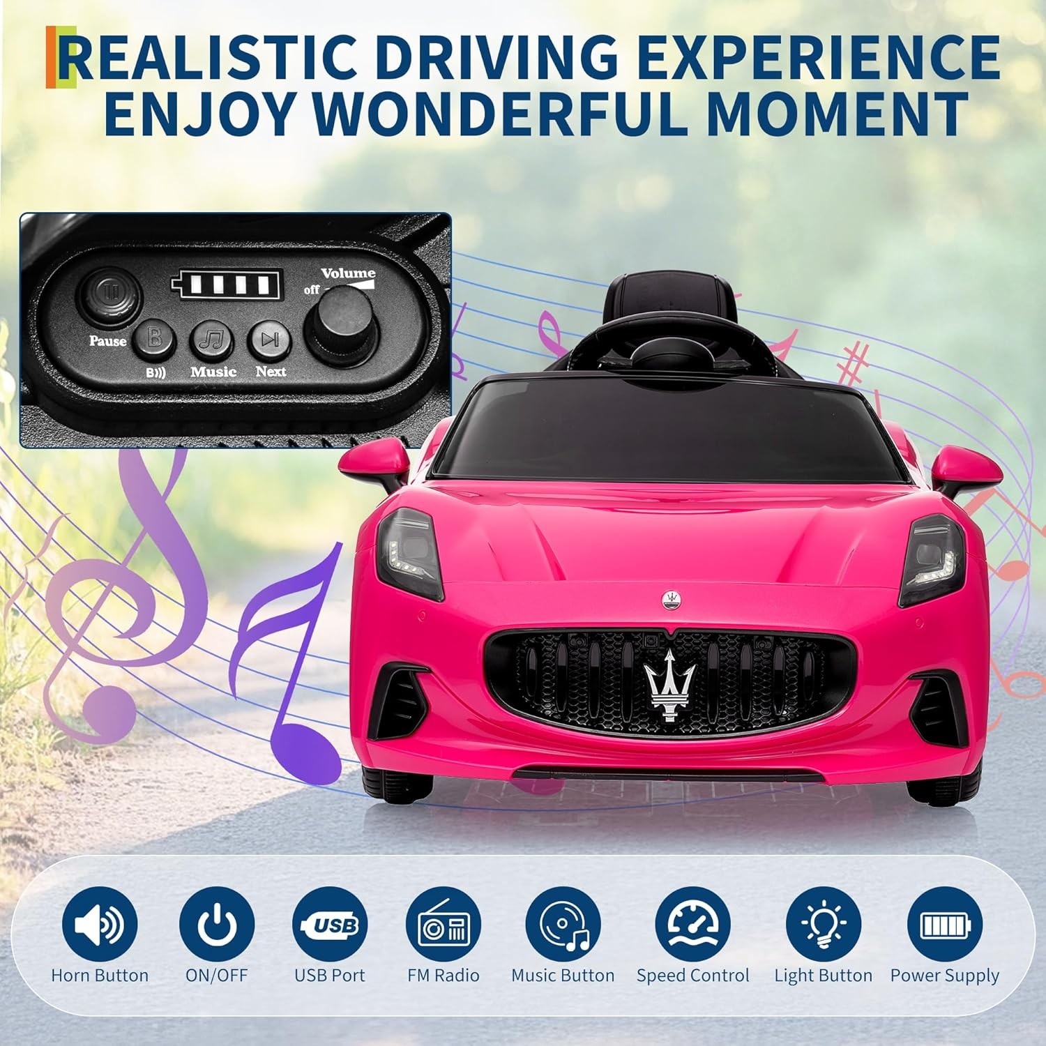12V Licensed Maserati Ride-On Vehicle for Kids, Remote Control, High/Low Speed