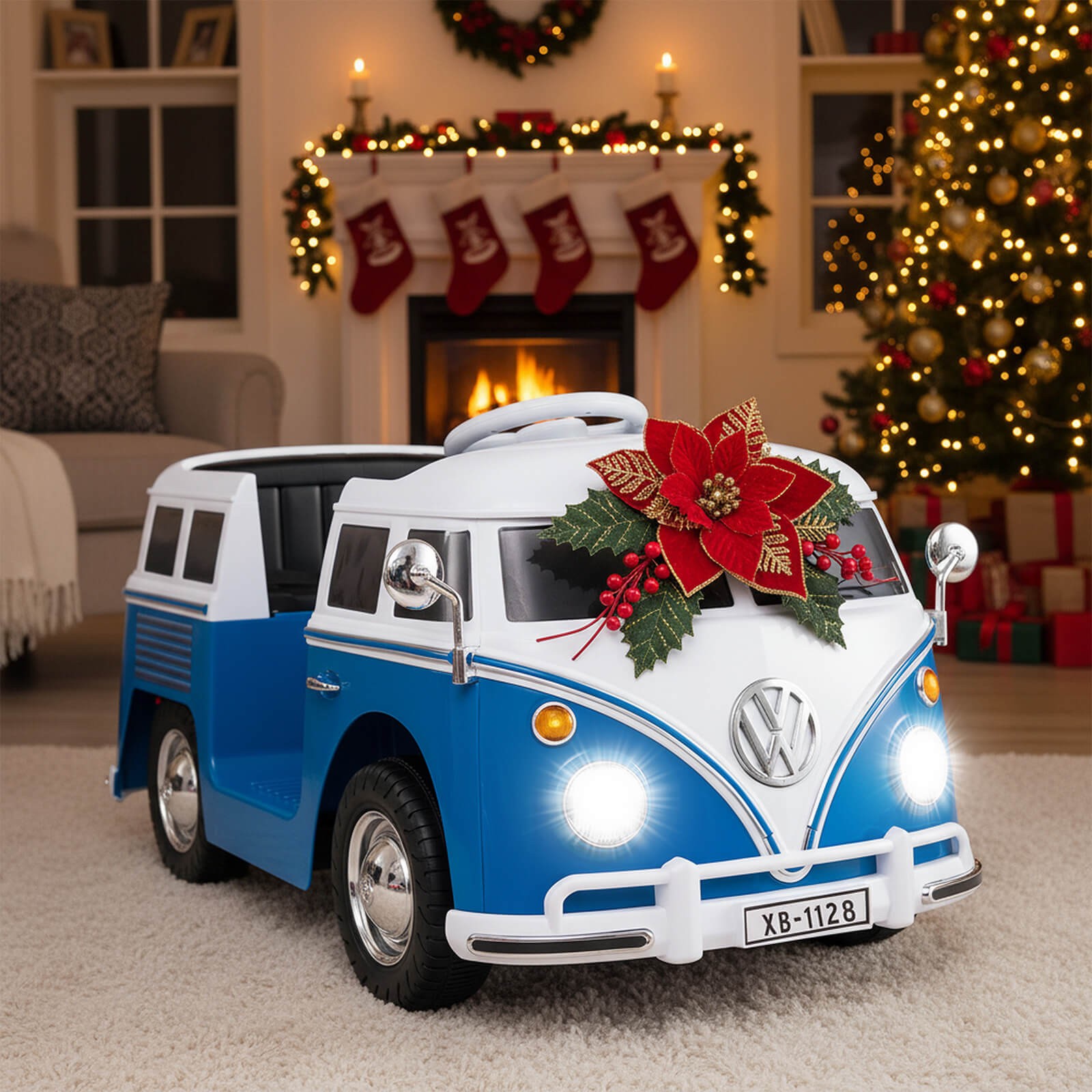 Licensed Volkswagen Ride-on Bus w/ Cup Holder, LED Headlights, Music & Horn
