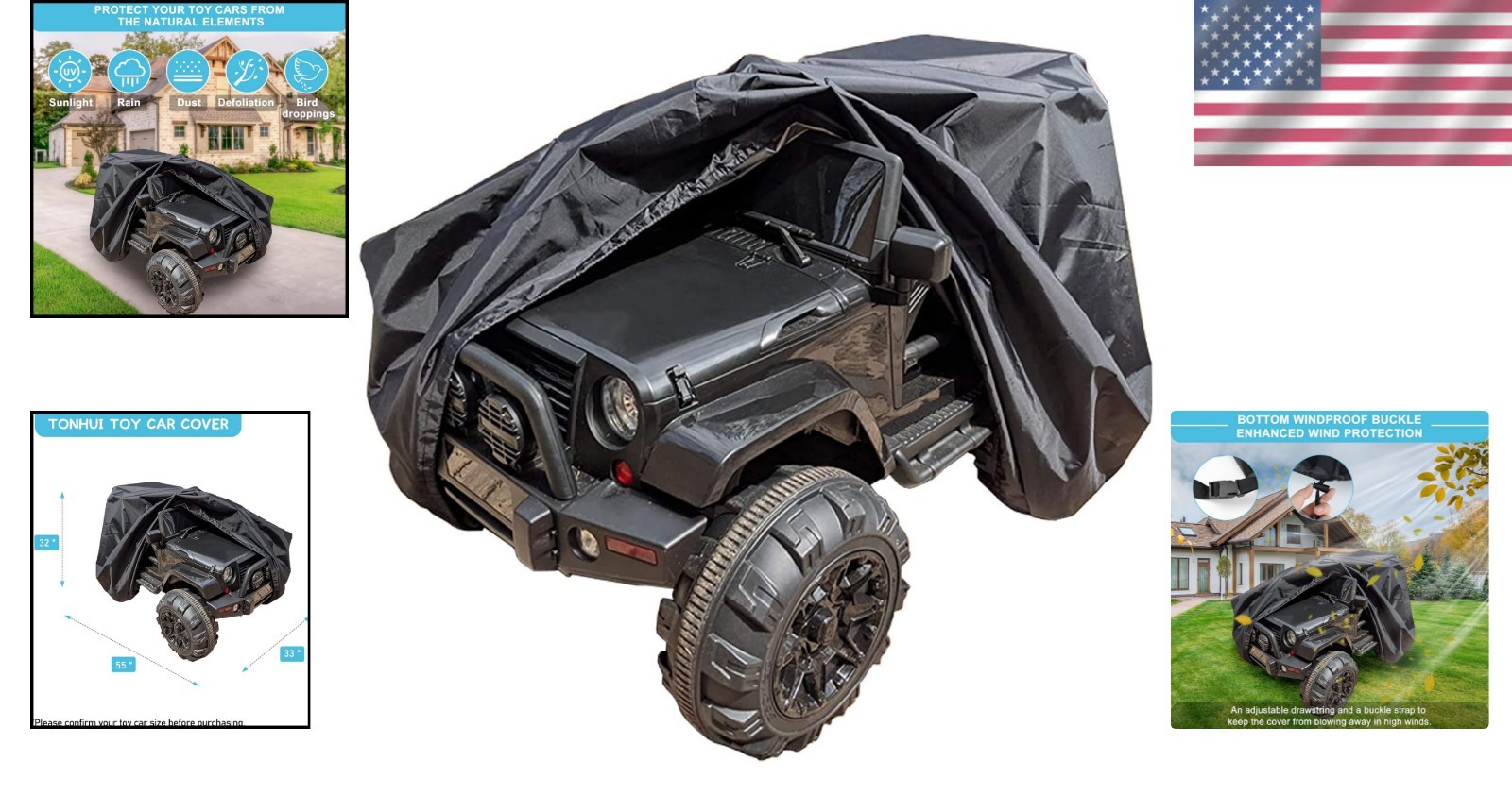 Polyester Cover for Kids Electric Cars – 55x33x32 Weatherproof Shield