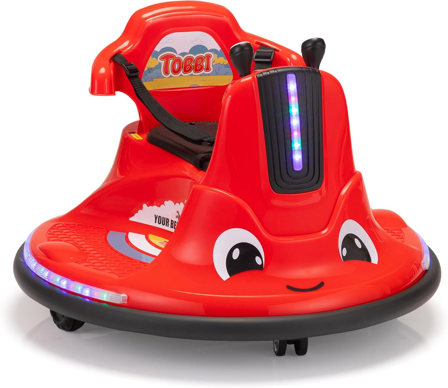 TOBBI Purple Snail Bumper Car 12V Ride-On Toy with Remote & DIY Stickers