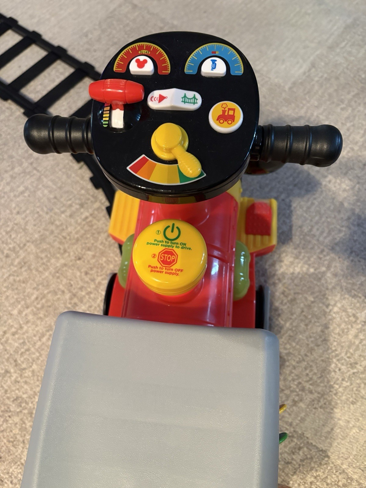 Kiddieland Mickey Mouse 6-Volt Powered Train with Caboose & Tracks