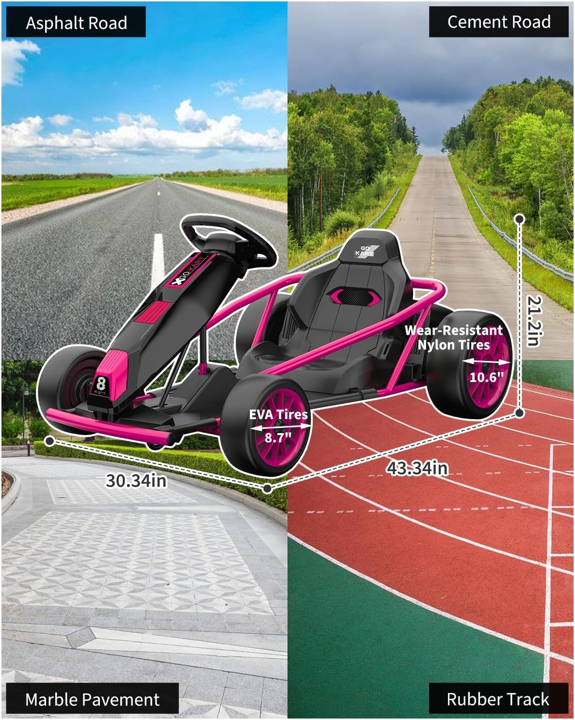 24V Ride On Go Kart for Kids 24V 9Ah Battery 2x300W Motors Electric Ride on Toys