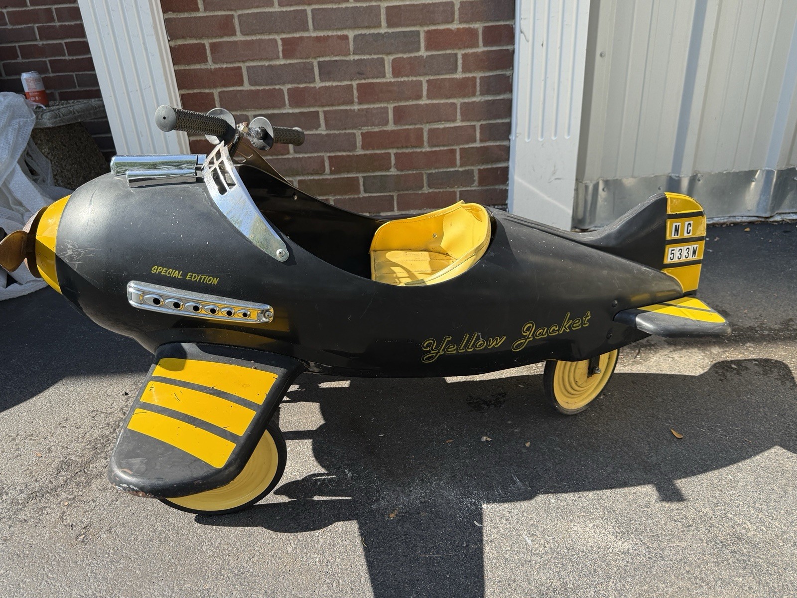 American Retro Yellow Jacket Pedal Airplane Special Edition Metal Ride On Toy