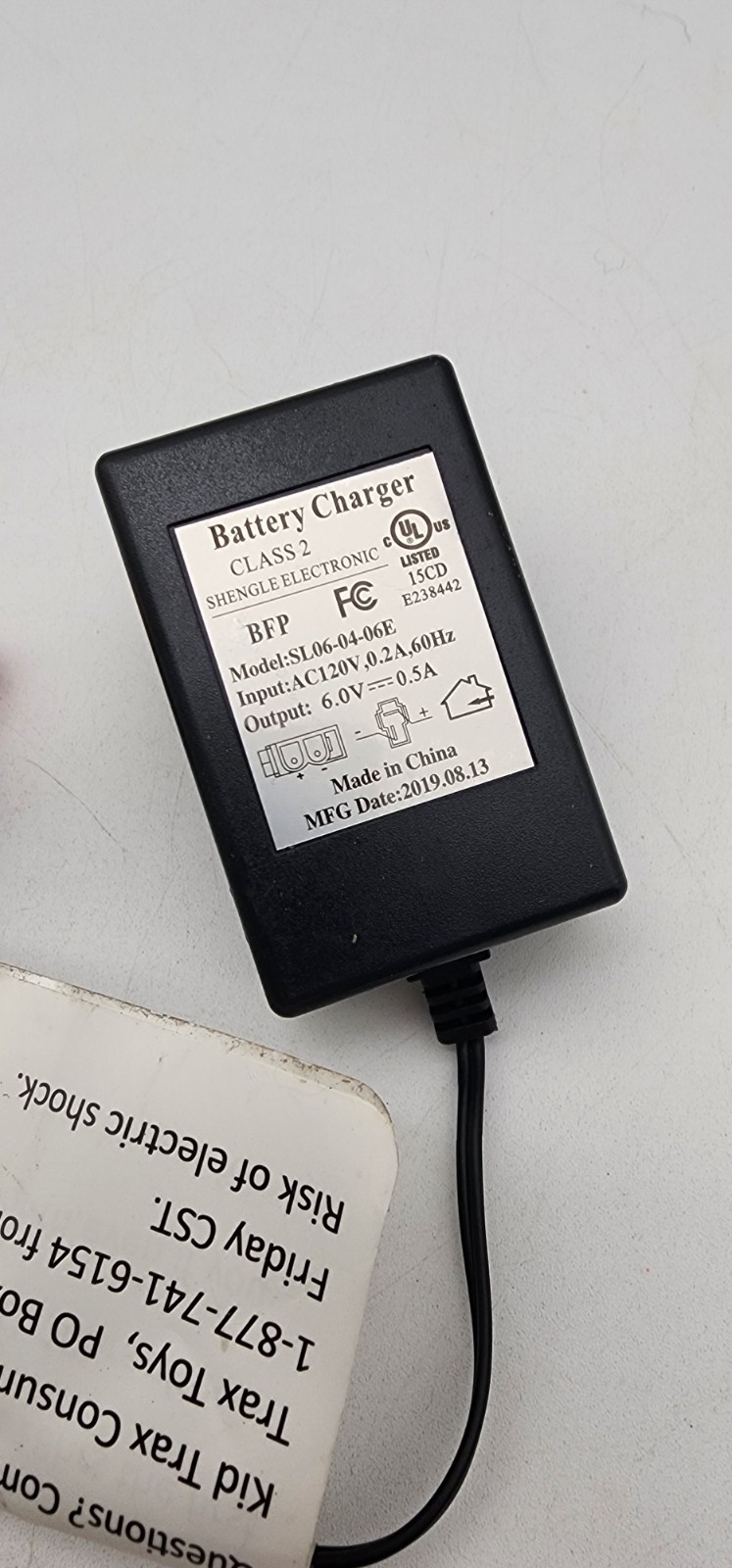Shengle Electronic Class 2 Battery Charger Model SL06-04-06E 6V 0.5A