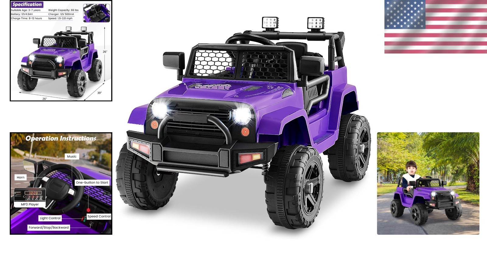 Stylish 12V Electric Ride On Truck for Kids – Remote Control & Spring Suspension