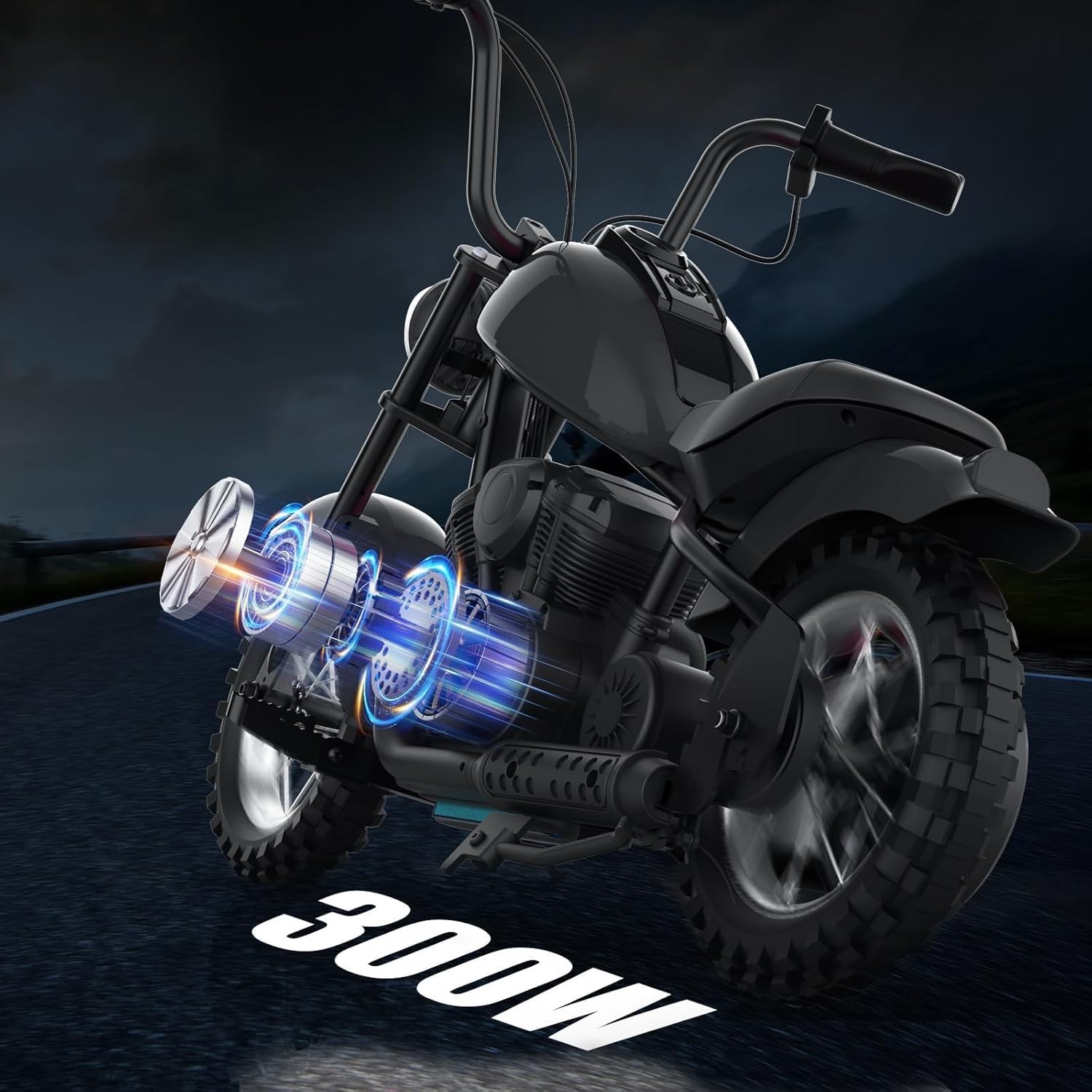 Electric Motorcycle for Kids 24V, Ambient Light, Music, Fog & 60-Min Ride Time