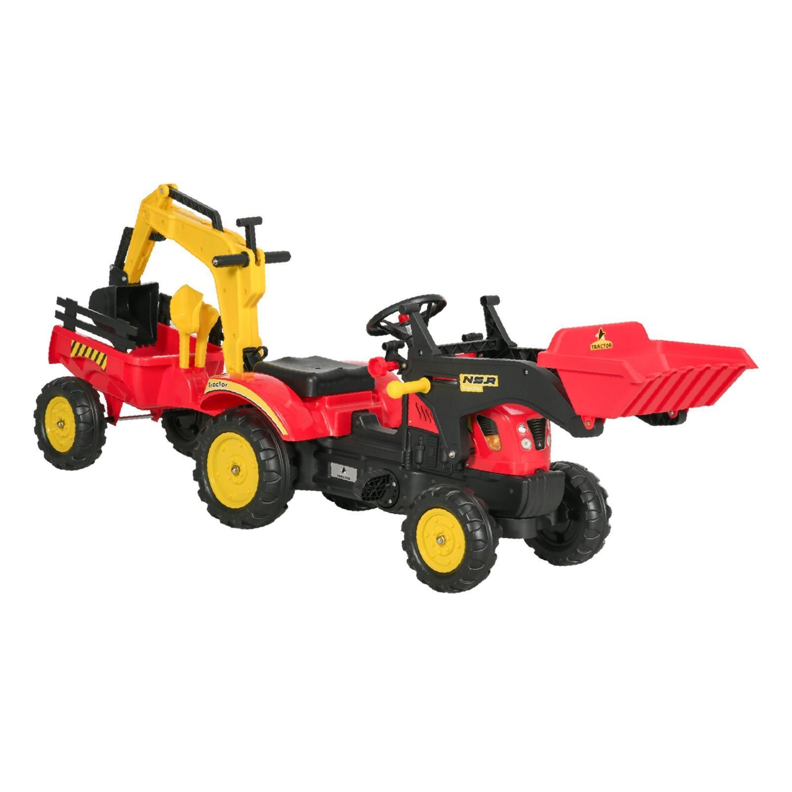 3-in-1 Kids Pedal Car Excavator with Detachable Cargo