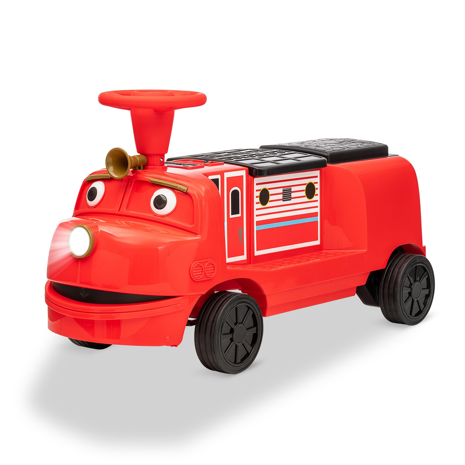 12V 2-Seater Ride On Train Trackless Electric Toy Car for Kids Music LED Lights