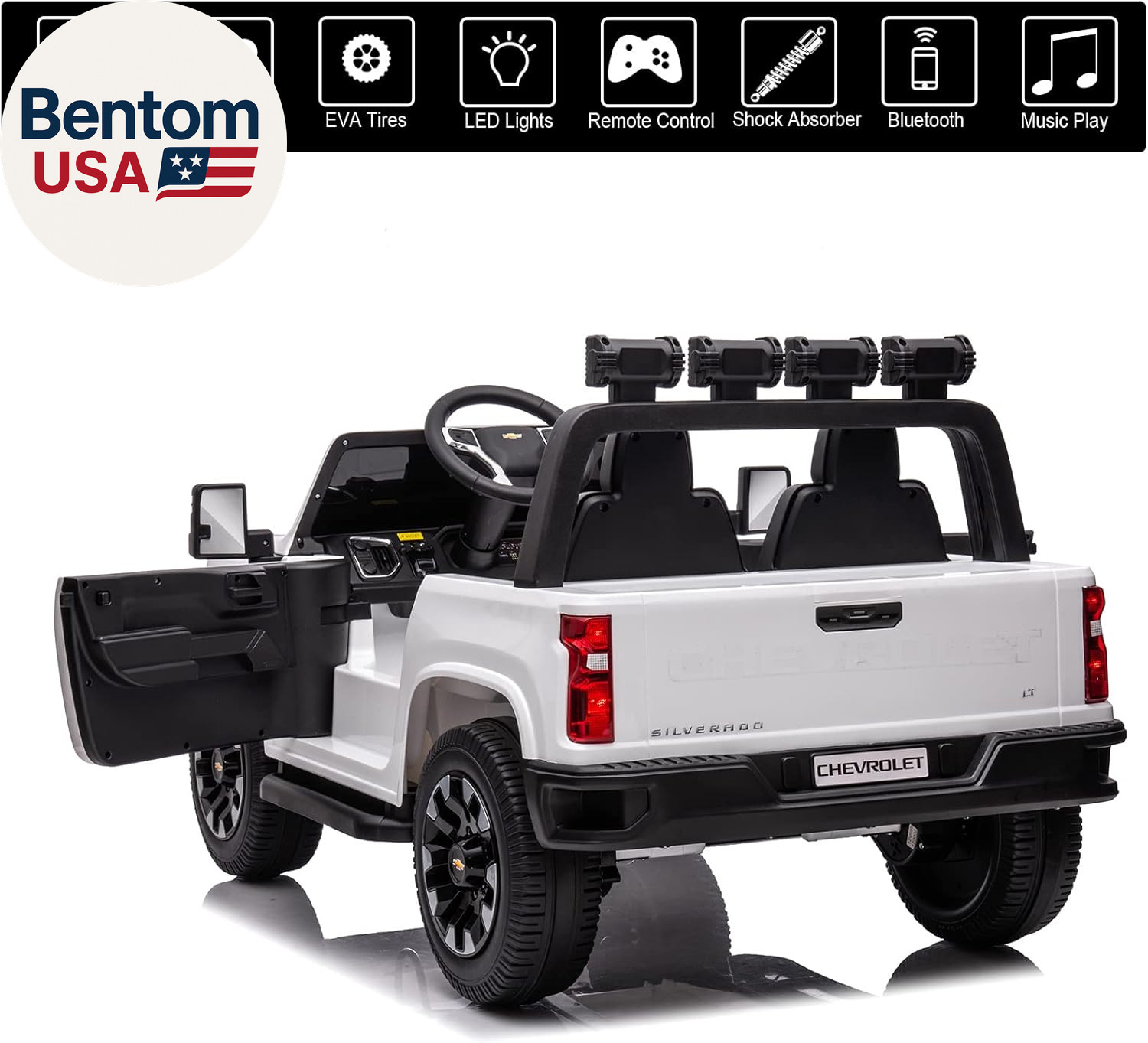 24V 4WD Kids Ride on Car for Big Kid, Battery Powered Licensed Chevrolet Silvera
