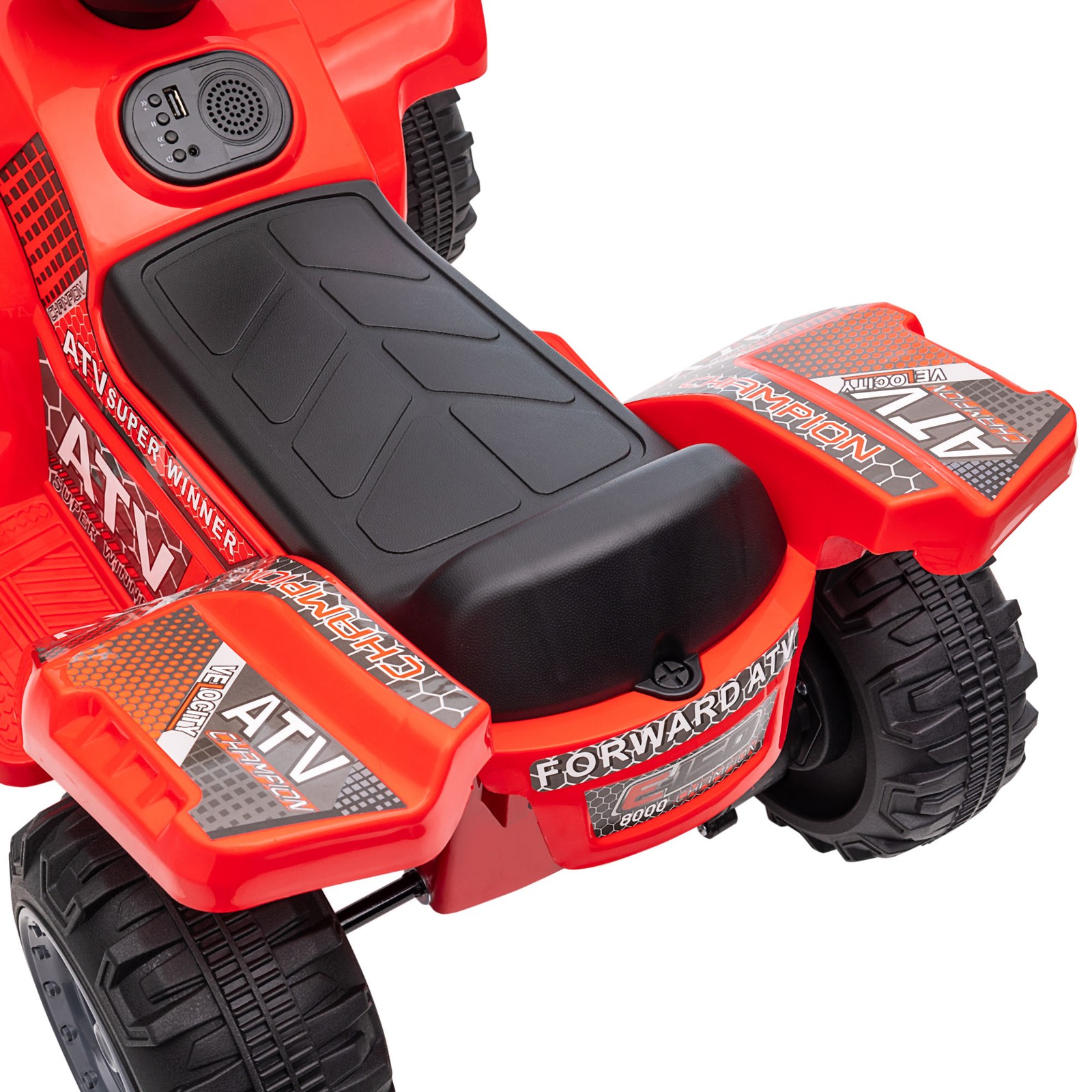 Kids Ride-on Electric Four Wheeler ATV, Quad with Music, Red