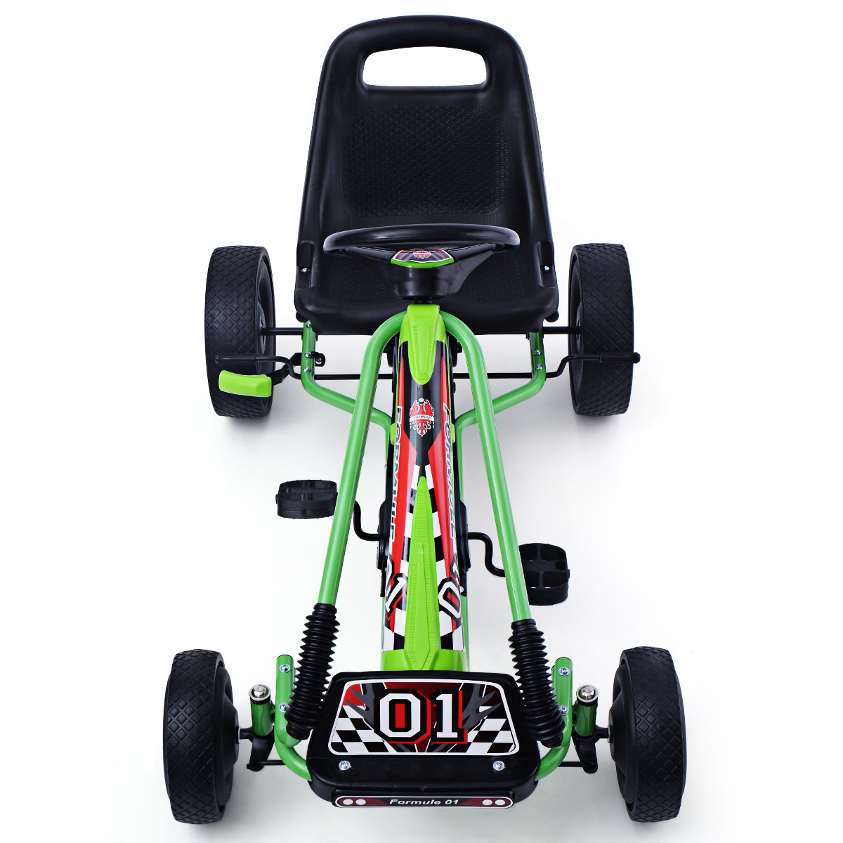 Honeyjoy Kids Ride On Toy Go Kart 4 Wheel Pedal Powered w/ Adjustable Seat Green