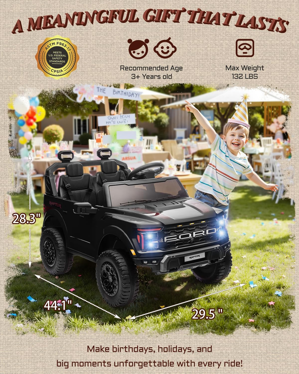 24V Ride on Toys for Big Kids, Licensed Ford F-150 Raptor 2 Seater Kids Ride on