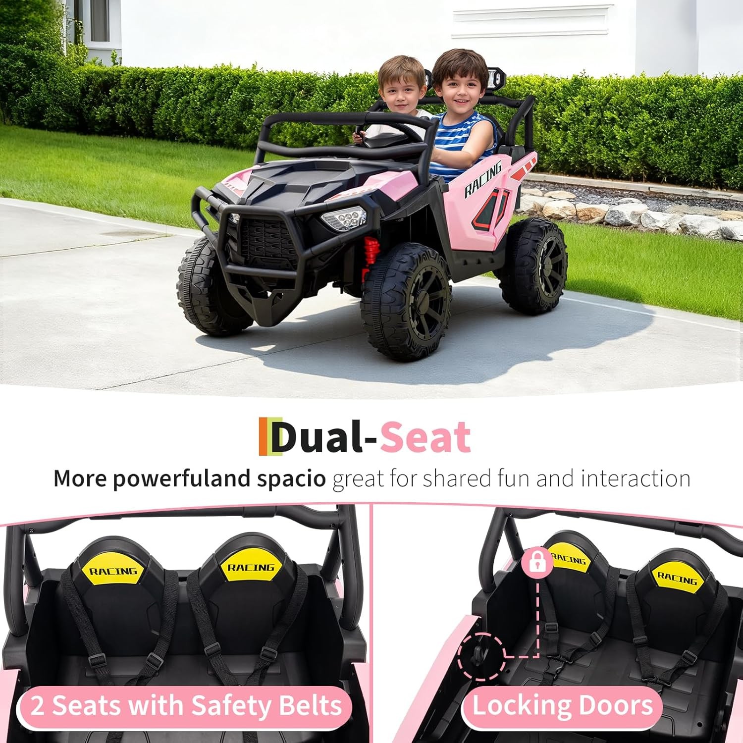 2 Seater Ride on Electric Car 24V Ride on Toys for Big Kids with Remote Control
