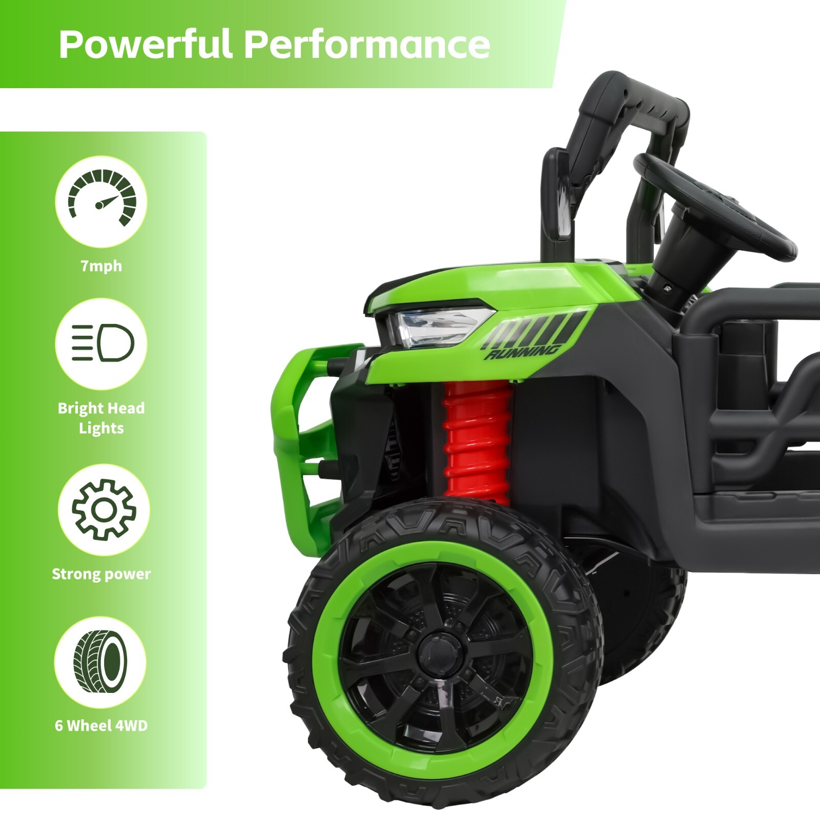 24V Kids Ride on Truck 2-Seat Electric Kids Car 6 Wheels Battery Power w/ Remote