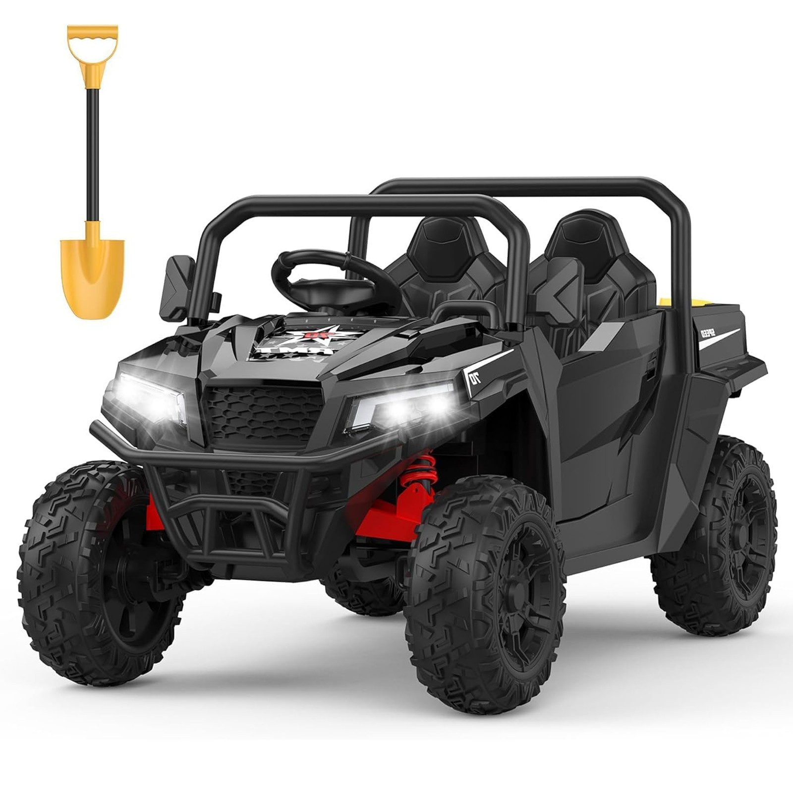 24V Ride On Truck for Kids w/ Remote, 4WD, LED Lights,Bluetooth,Dump Bed,2 Seats
