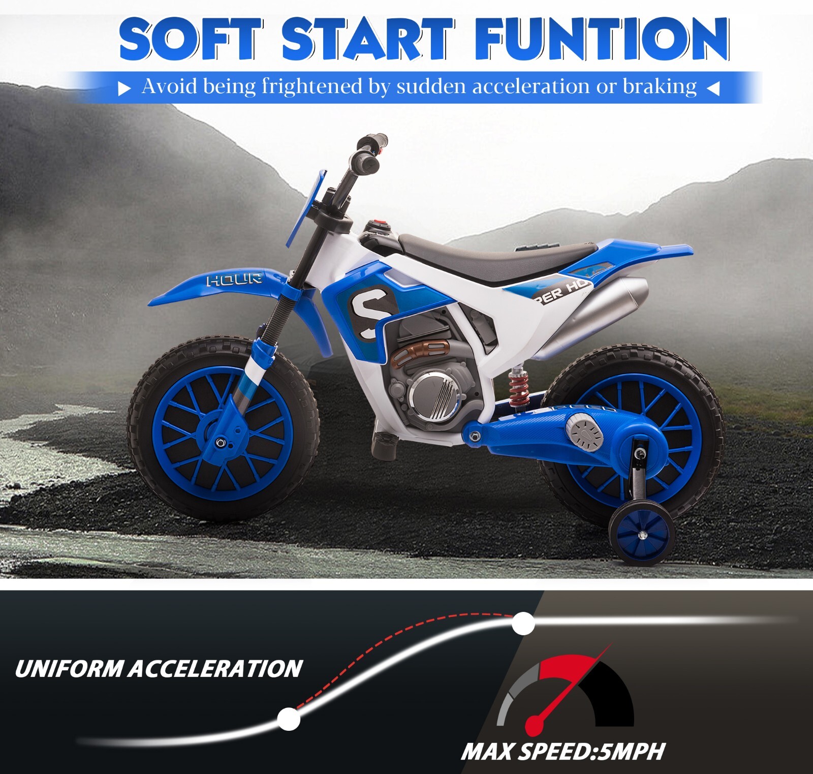 TOBBI 12V Kids Motorcycle Dirt Bike Electric Motorcycles Ride on Toys Motorbike