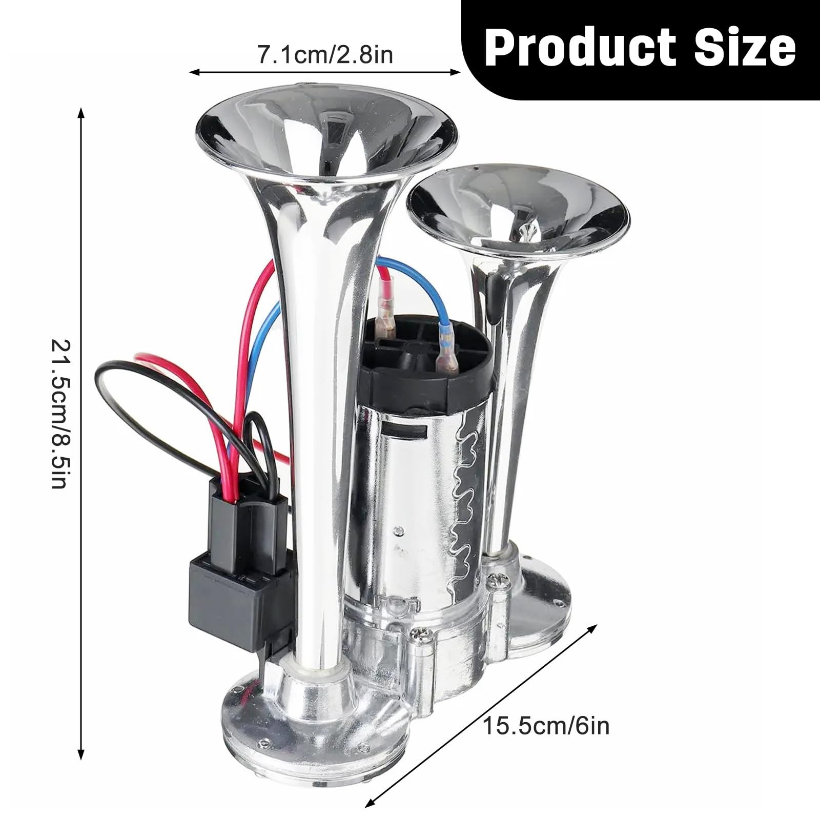 12V Air Horn Kit 150dB Super Loud Dual Electric Train Horns Compressor