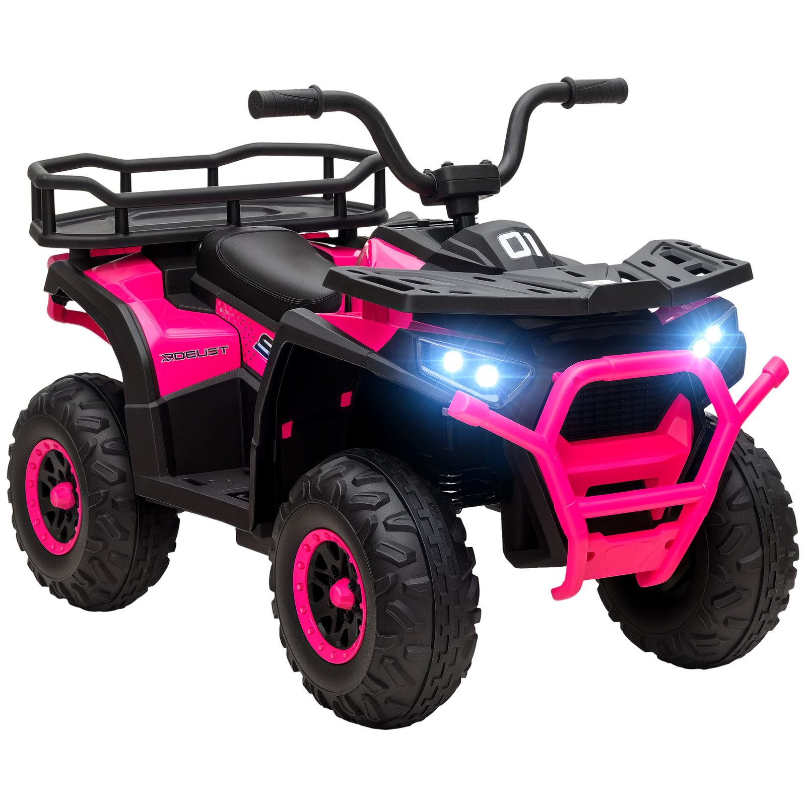 Qaba 12V Kids ATV, 4 Wheeler with Spring Suspension, Storage, Pink