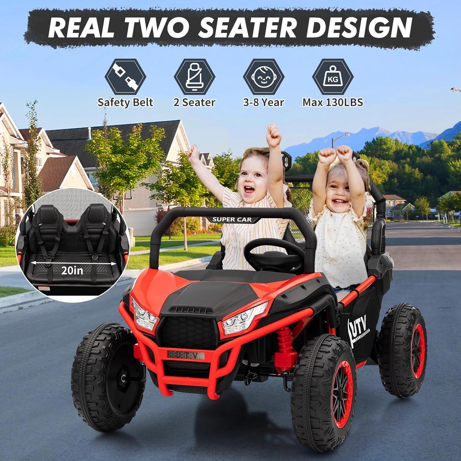 24V Kids Ride On UTV 400W Electric Car Vehicle Toy 4 Wheeler Off-Road Car Remote