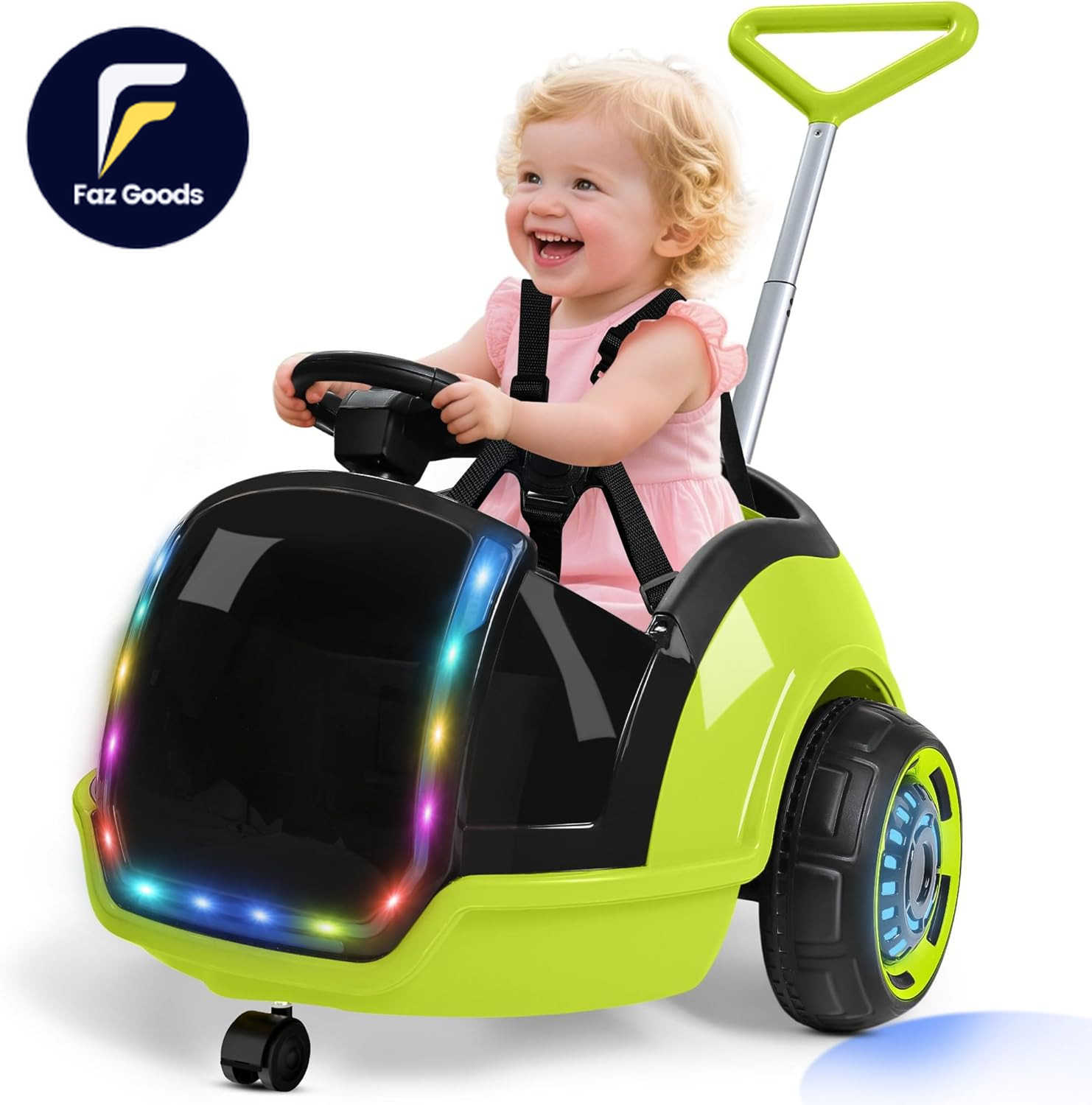 3-In-1 Electric Push Ride on Car 12V Kids Ride on Toy W/Remote Control, 360° Spi