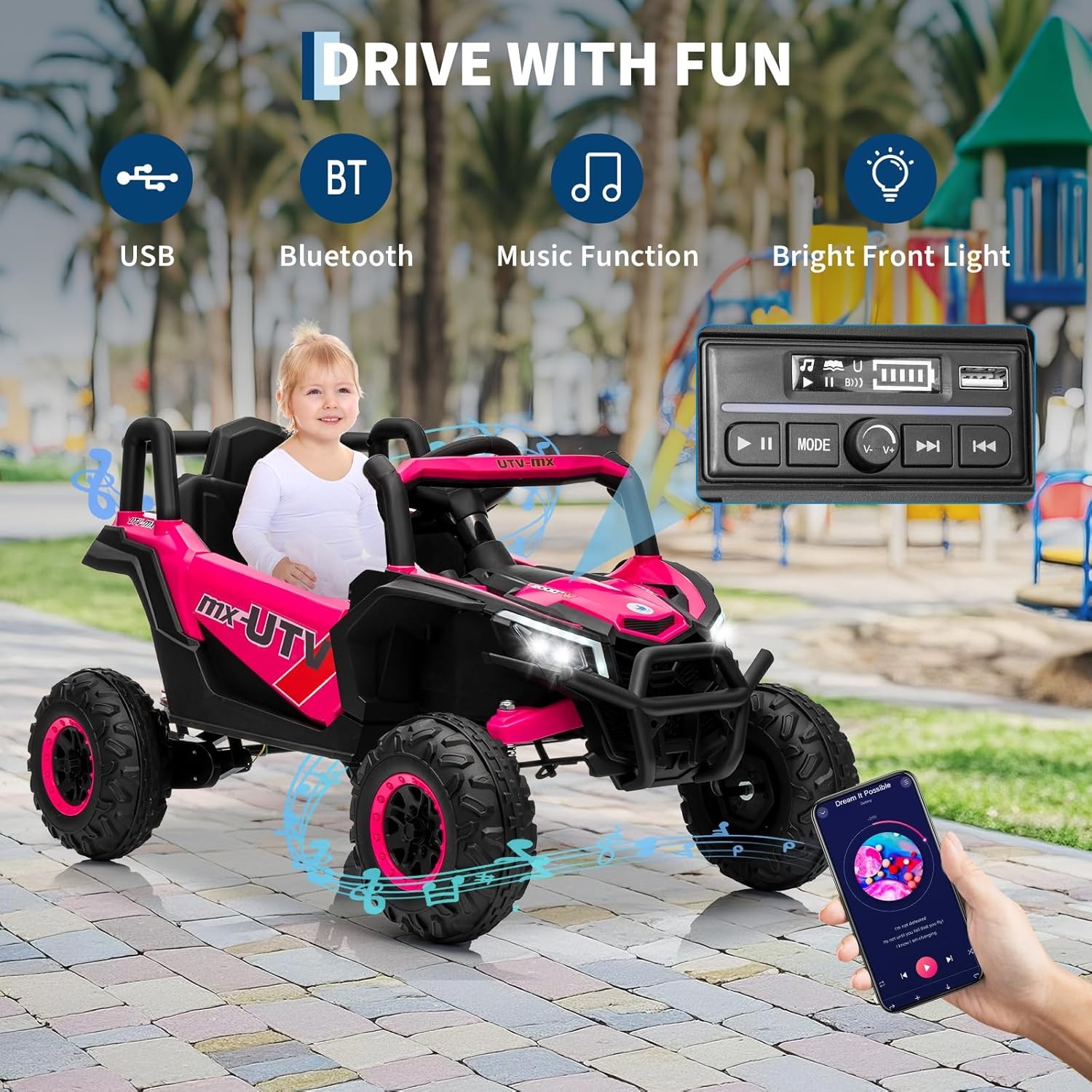 12V Kids Ride On Car UTV Truck Remote Control 4WD/2WD Electric Vehicle w/ Music