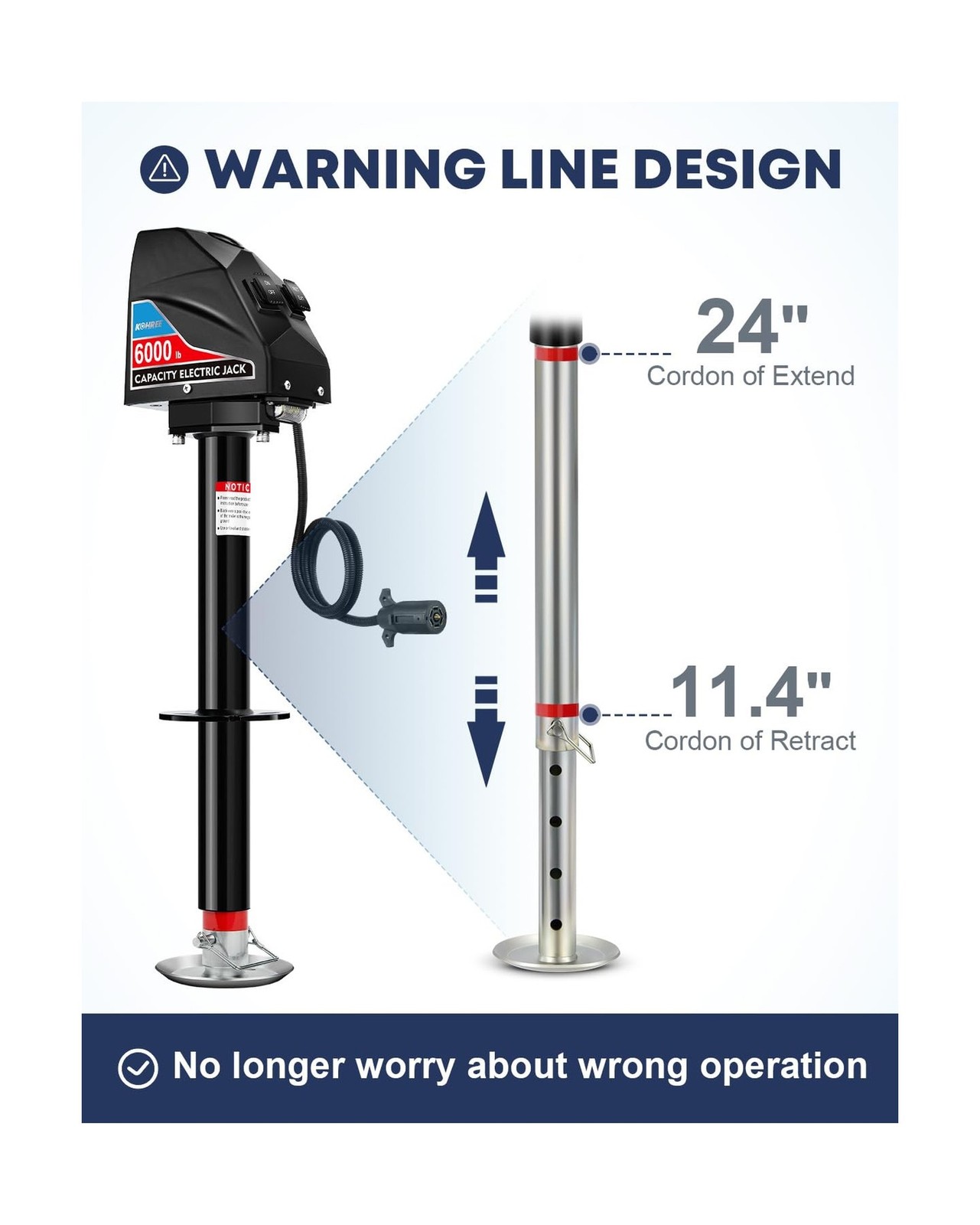 Kohree Electric Trailer Jack 6000 lbs with 7-Way Connector, Heavy Duty RV Ele…