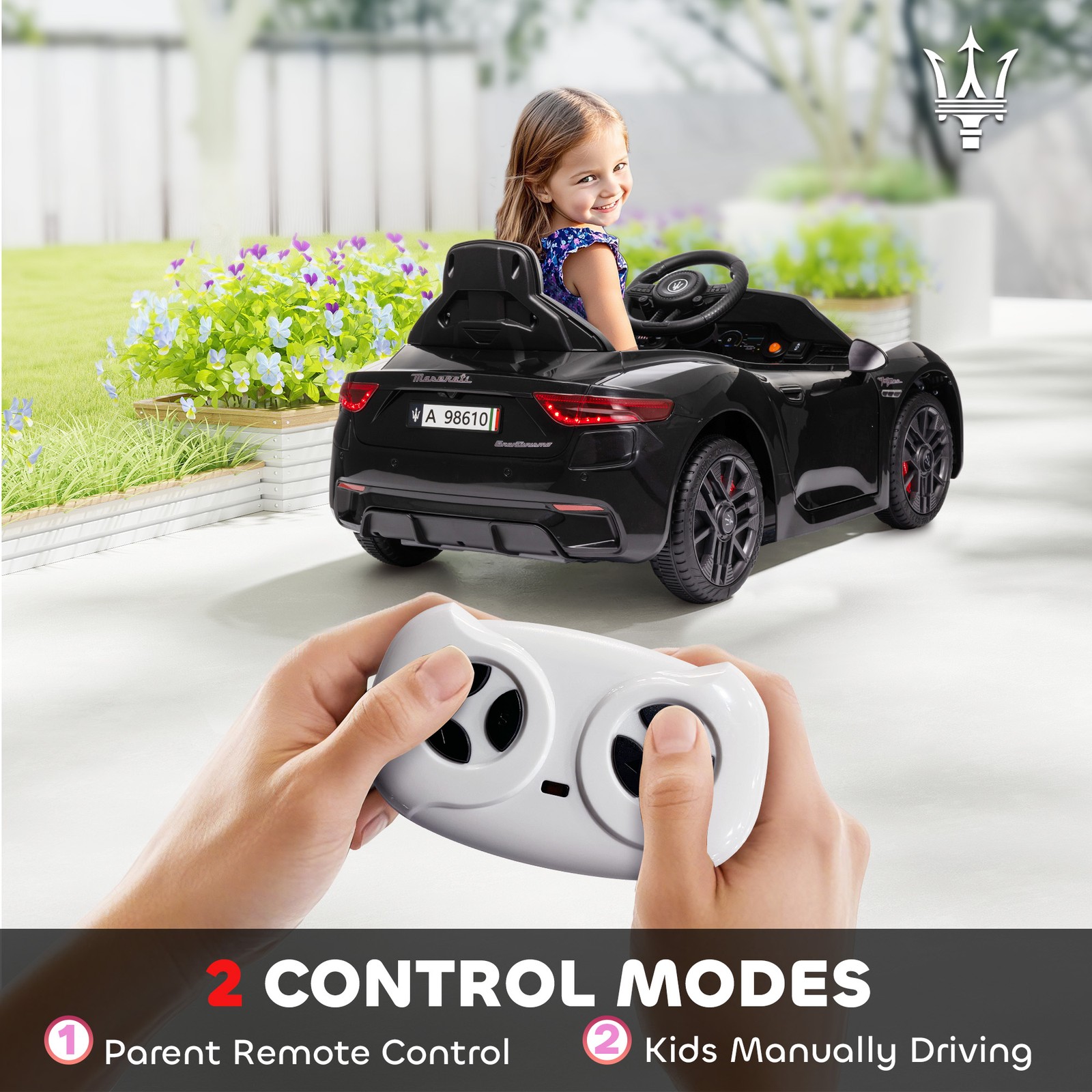 Maserati Gran Turismo Licensed 12V Kids Electric Car, Black