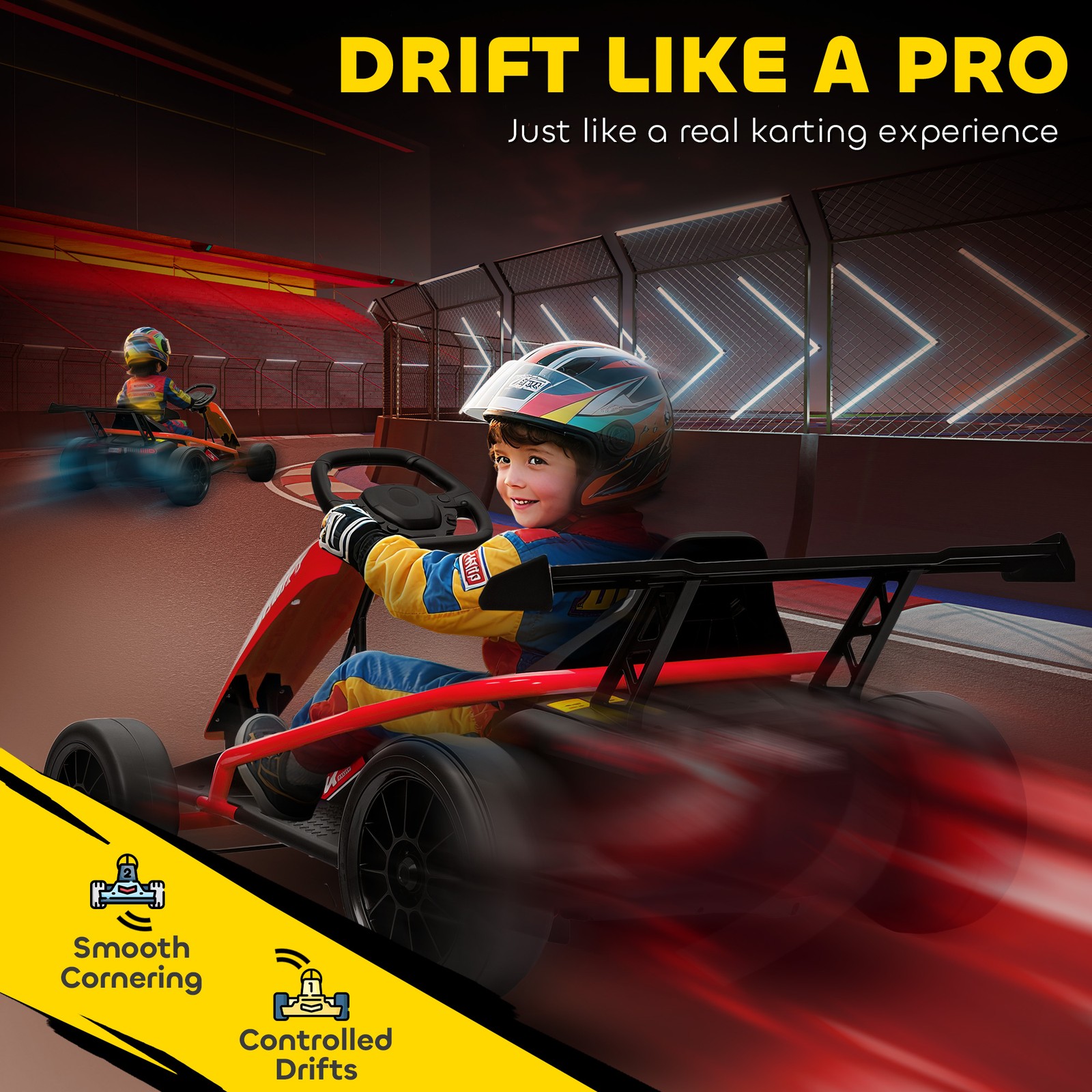 24V 8.1 MPH Electric Drift Kart for Kids with Dual Motors, Red