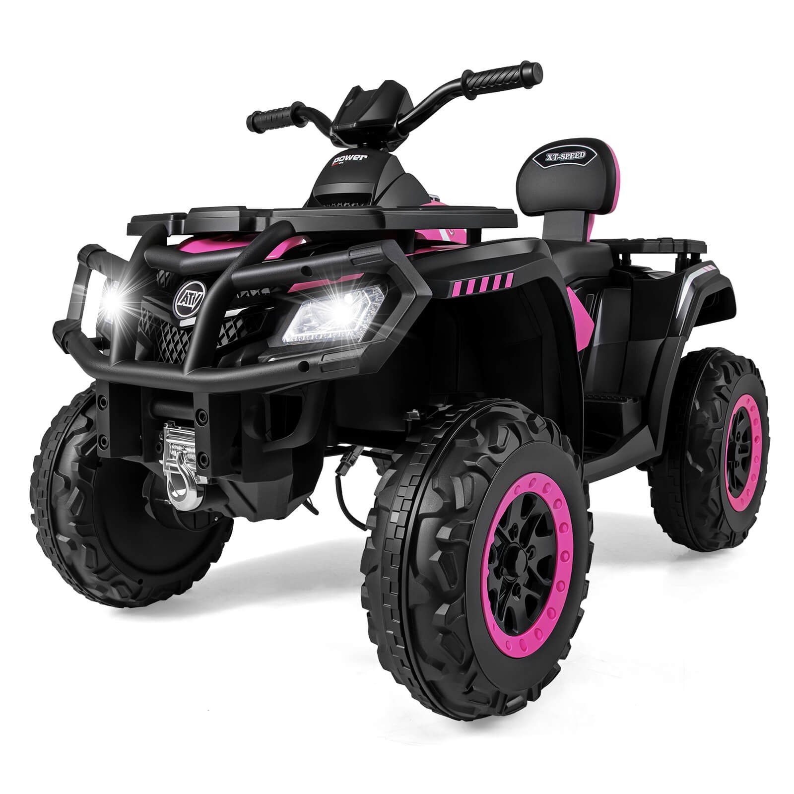 24V 2-Seater 4-Wheeler Quad Electric Vehicle w/ 4 Motors, Soft Start LED Lights