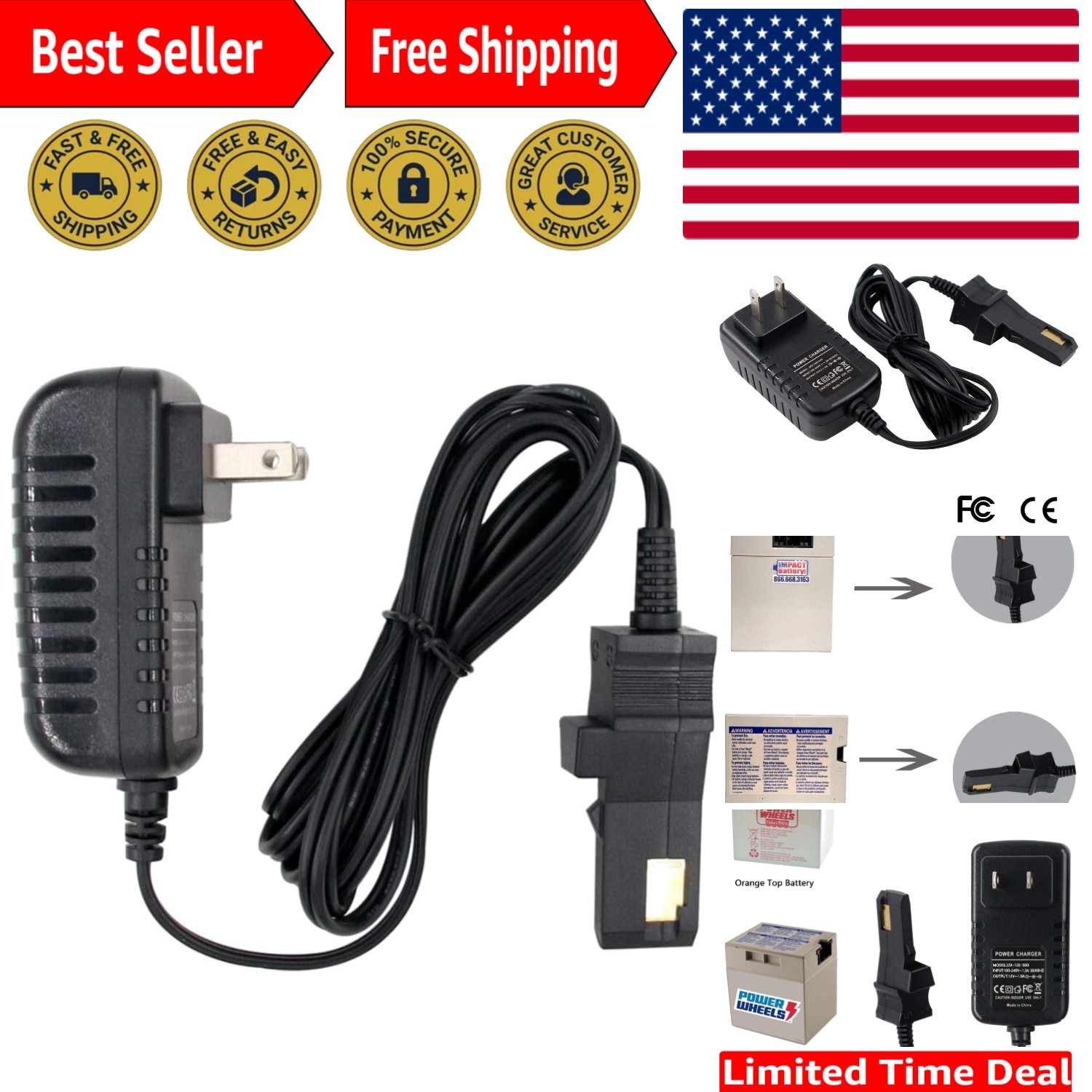 12V Battery Charger Replacement for Power Wheels