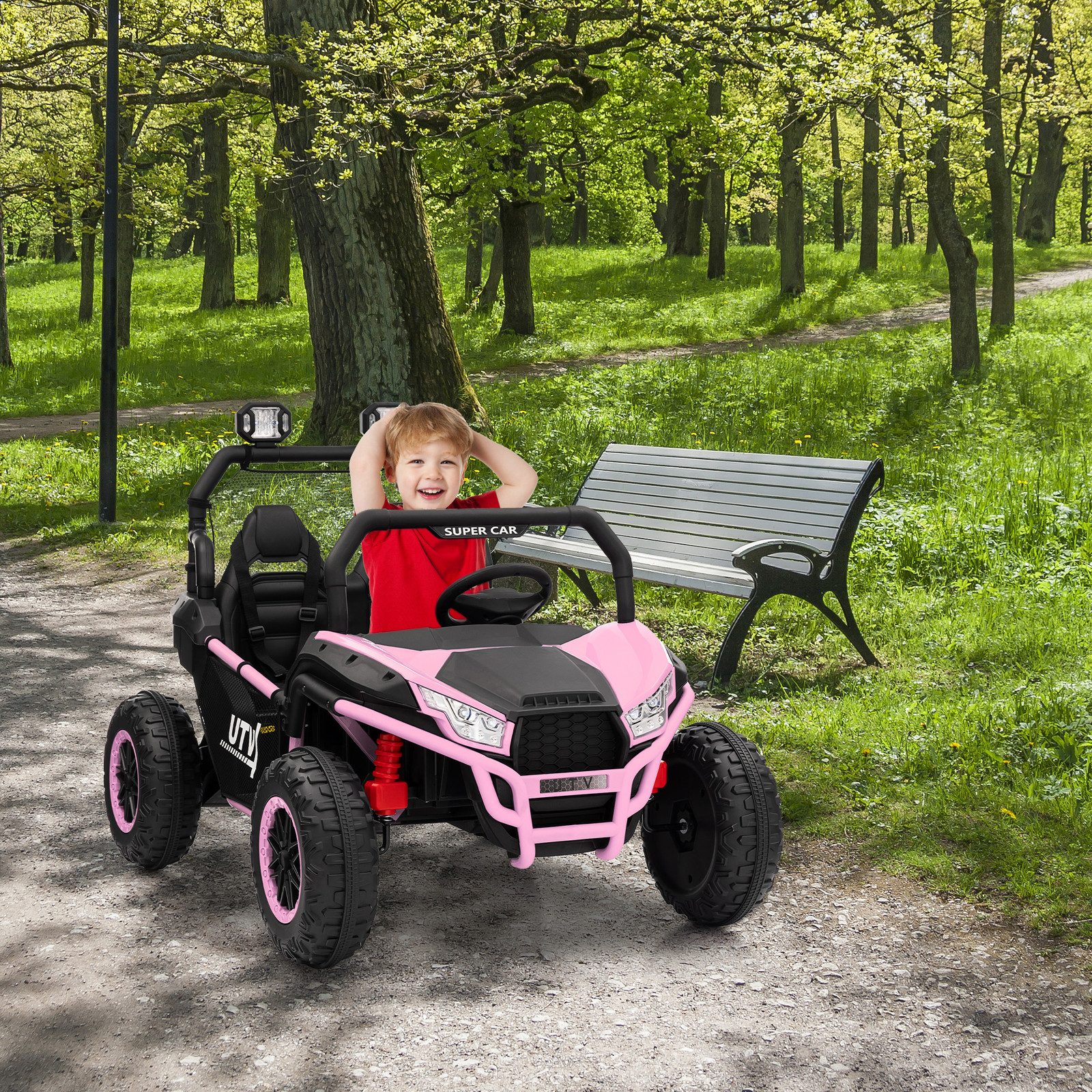 24V Power Wheel for Big Kids 3-8,2 Seater Electric Car,Ride on Car Toy for Grass