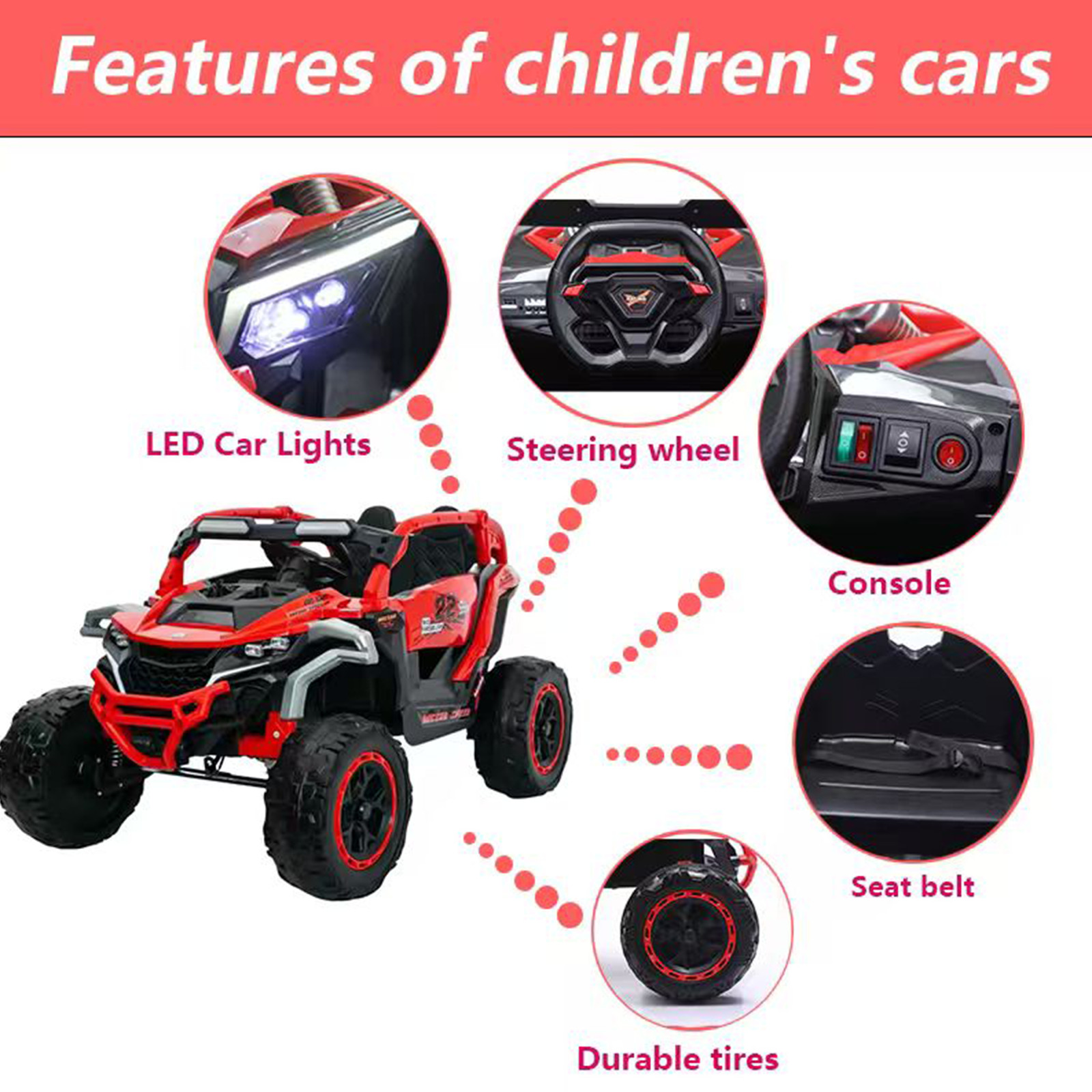 12V Kids Electric Ride On Truck Car 2 Seater UTV Remote Control Suspension