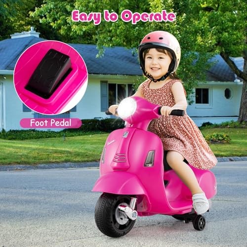 Licensed Vespa Kids Motorcycle by , 6V Battery Powered Motorbike for Pink