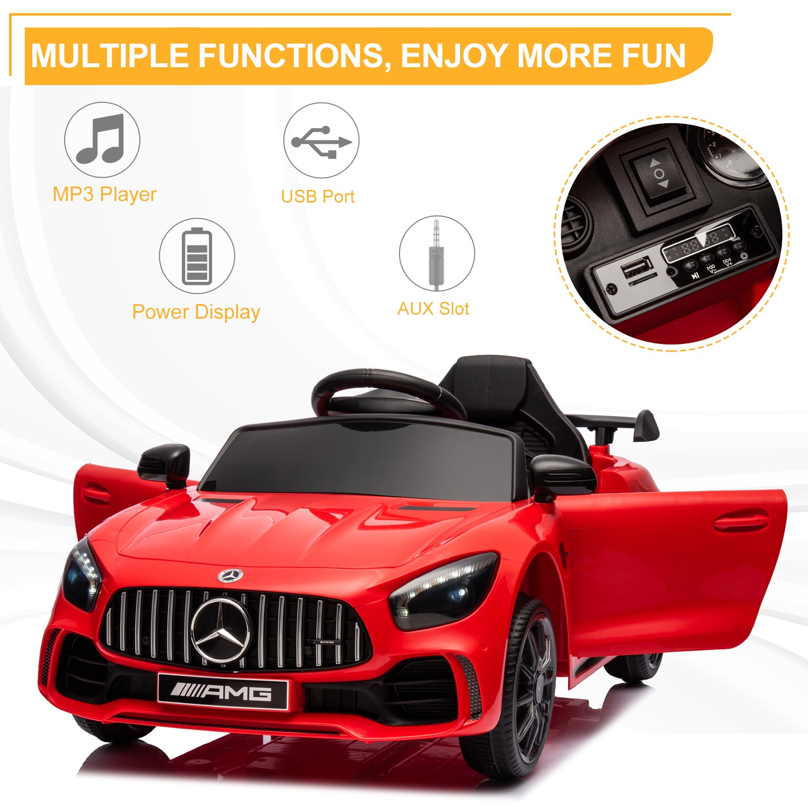 12V Kid Mercedes-Benz Licensed Ride on Car Remote Control Battery Powered w/ LED